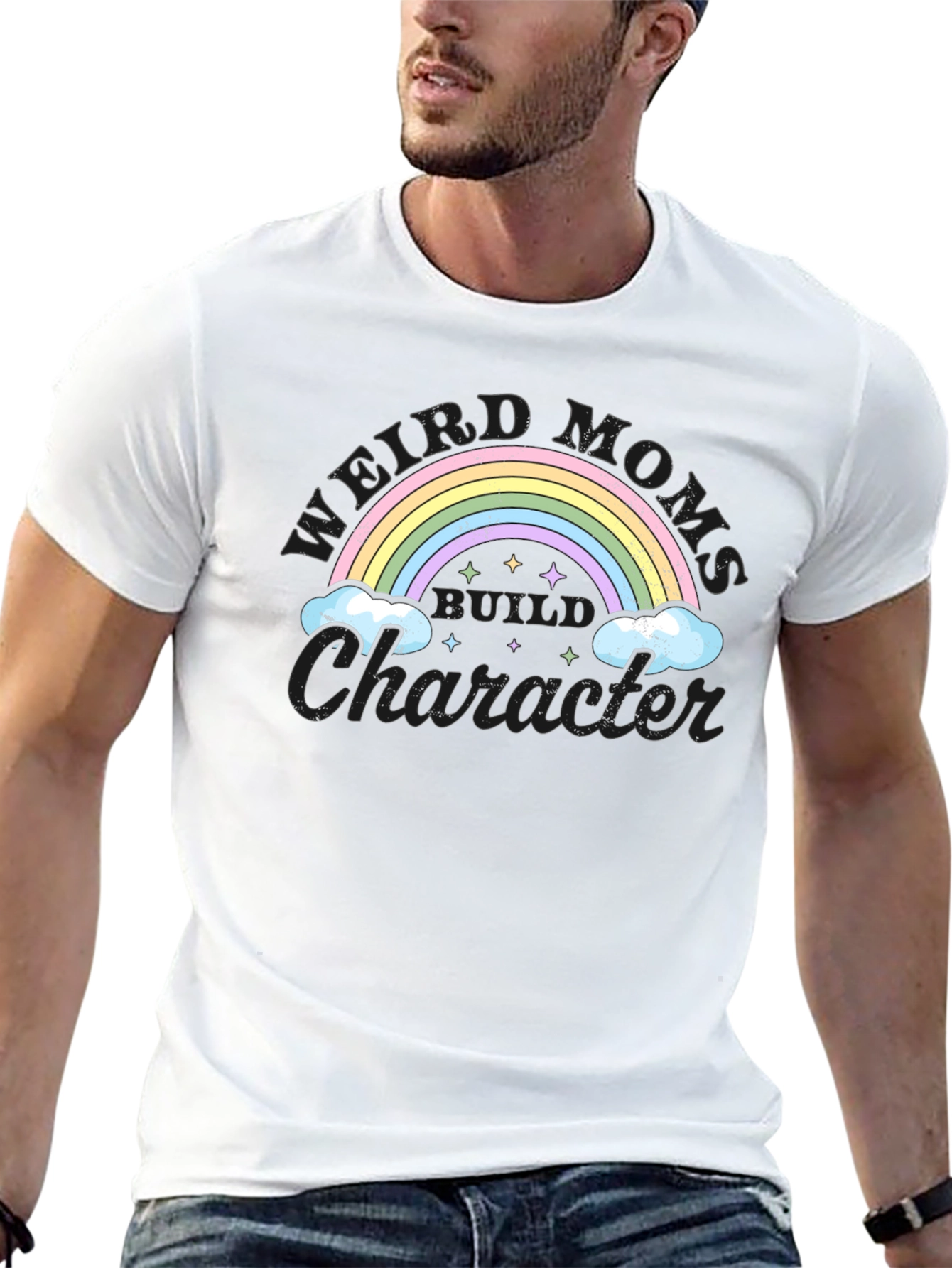 Weird Moms Build Character Rainbow Graphic Tee