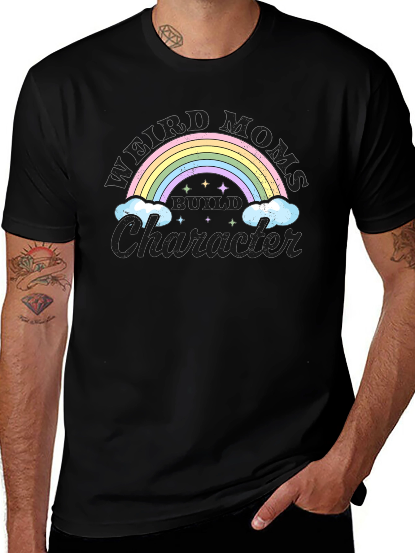 Weird Moms Build Character Rainbow Graphic Tee