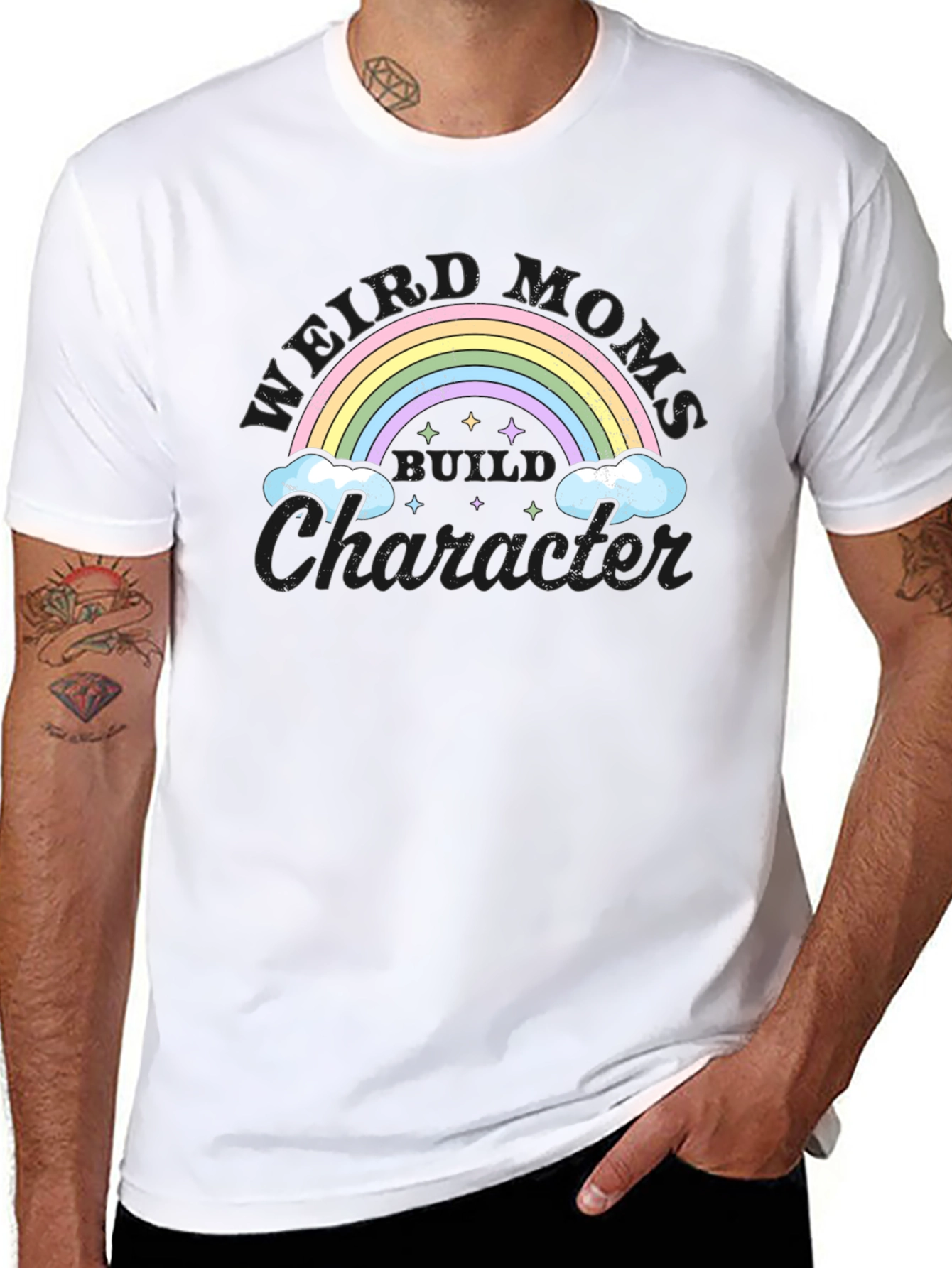 Weird Moms Build Character Rainbow Graphic Tee
