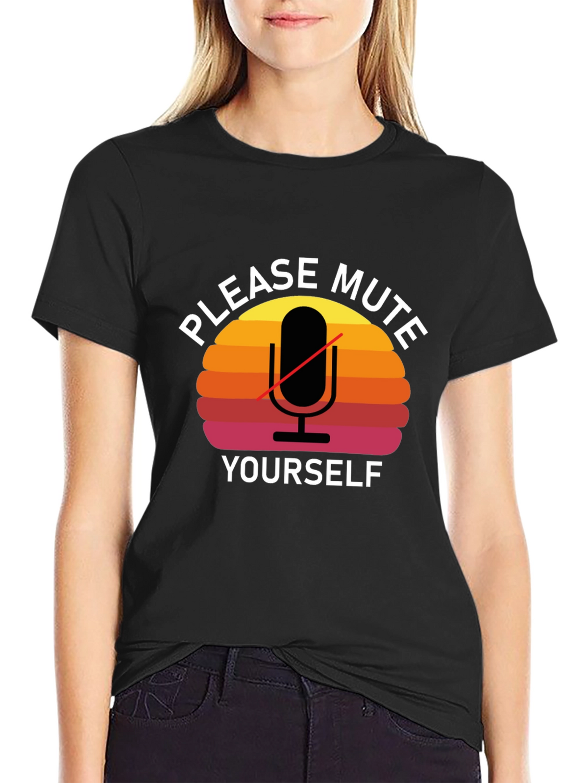 Please Mute Yourself Retro Style Graphic T-Shirt