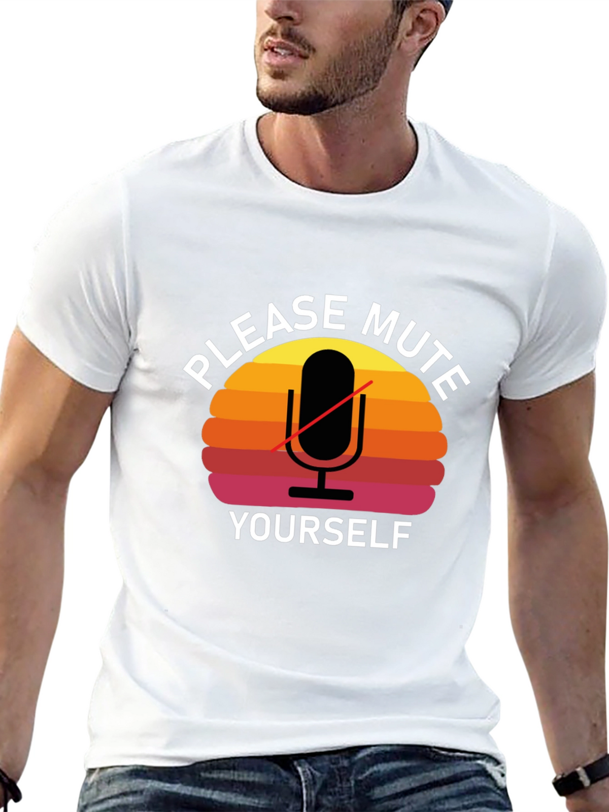 Please Mute Yourself Retro Style Graphic T-Shirt
