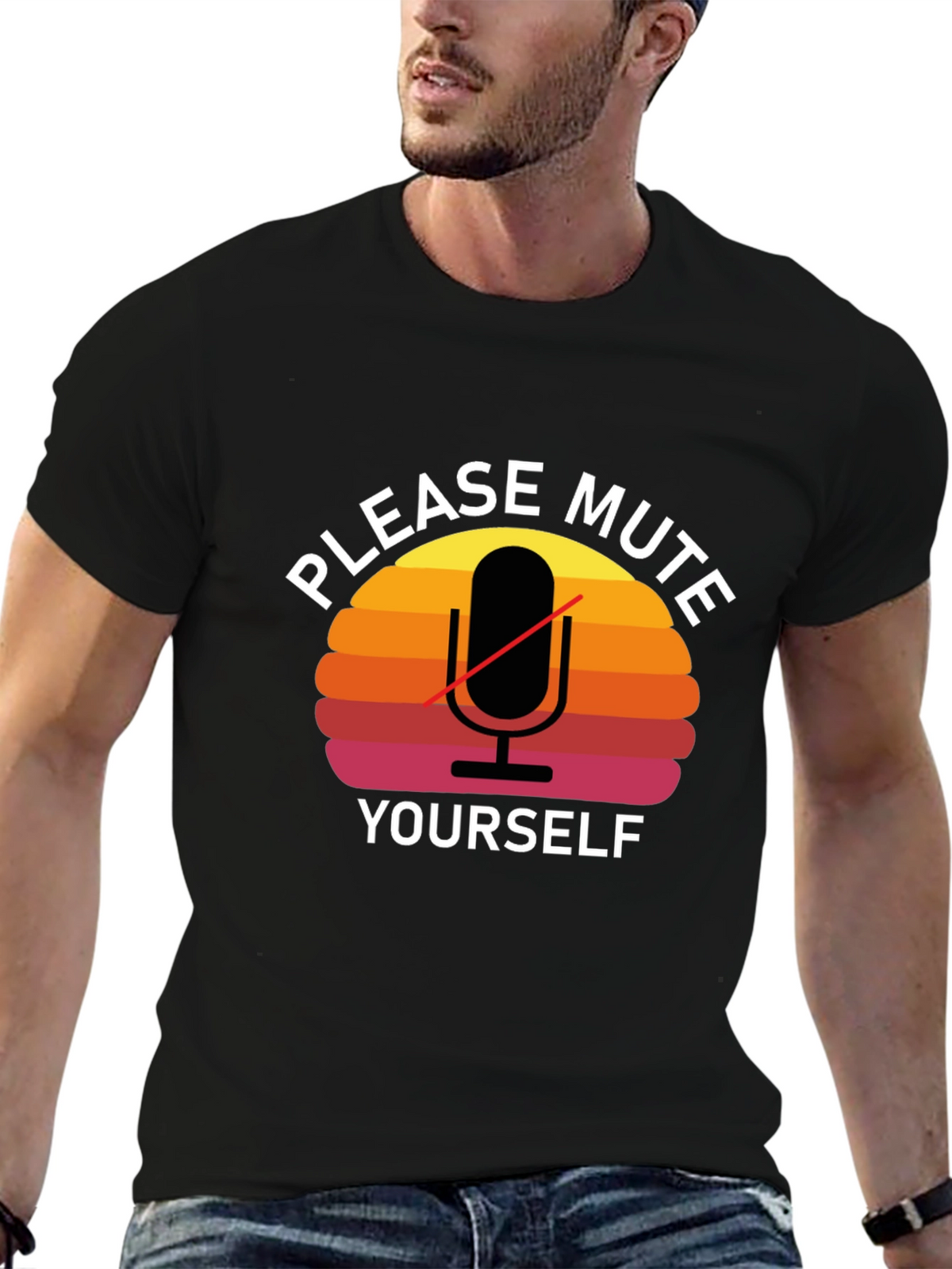 Please Mute Yourself Retro Style Graphic T-Shirt