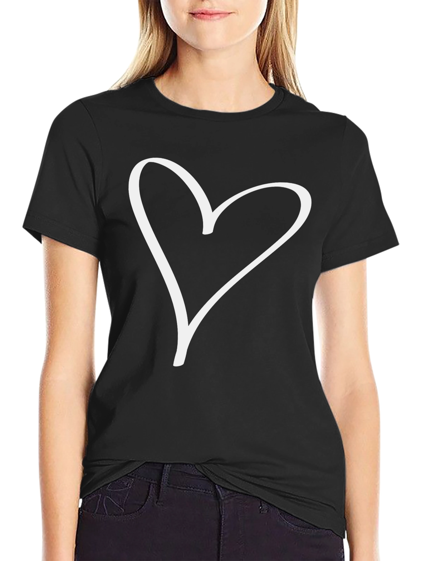 Heart Graphic T-Shirt - Casual Black Tee