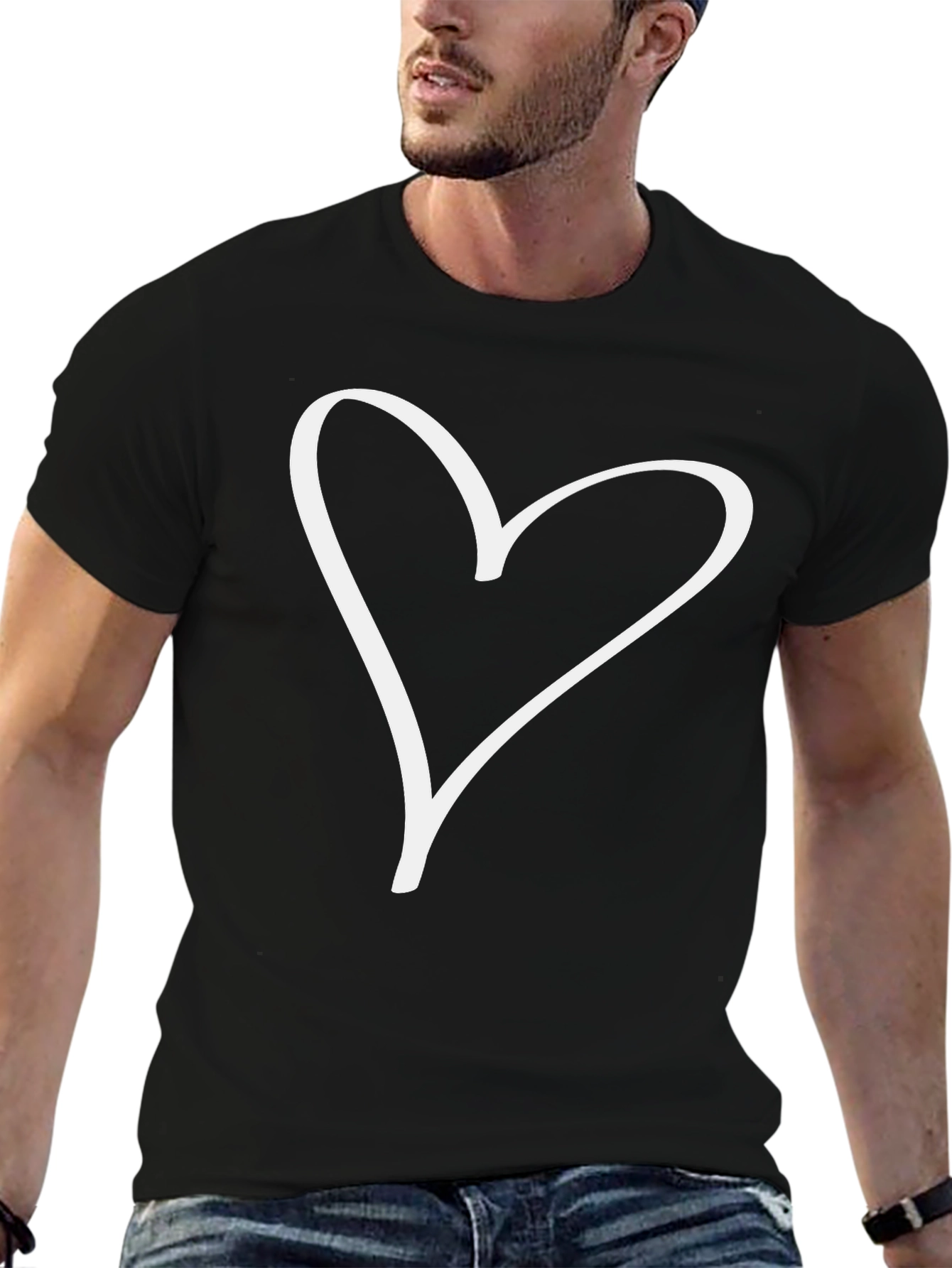 Heart Graphic T-Shirt - Casual Black Tee
