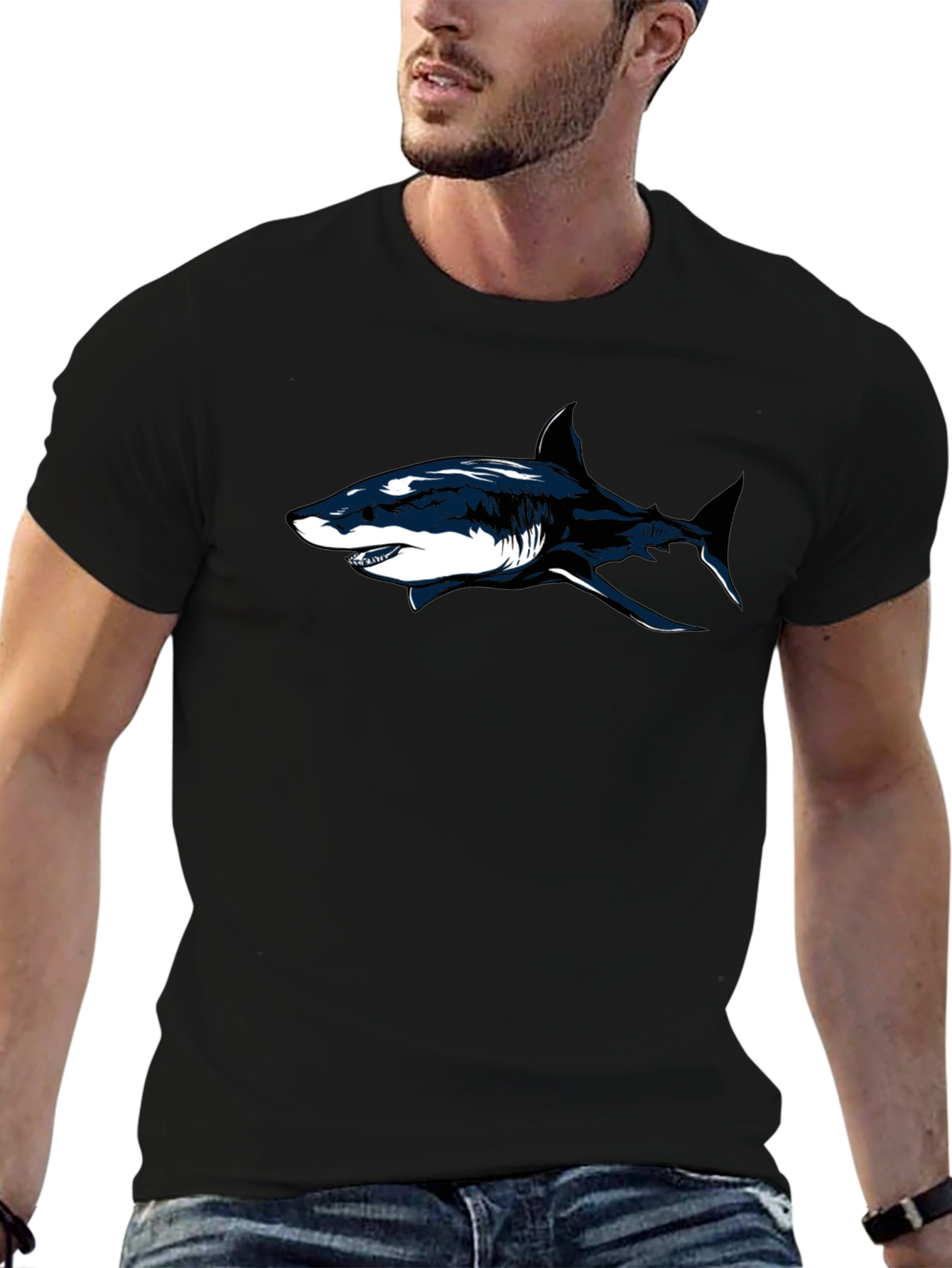 Shark Graphic Black T-Shirt - Cool Casual Tee