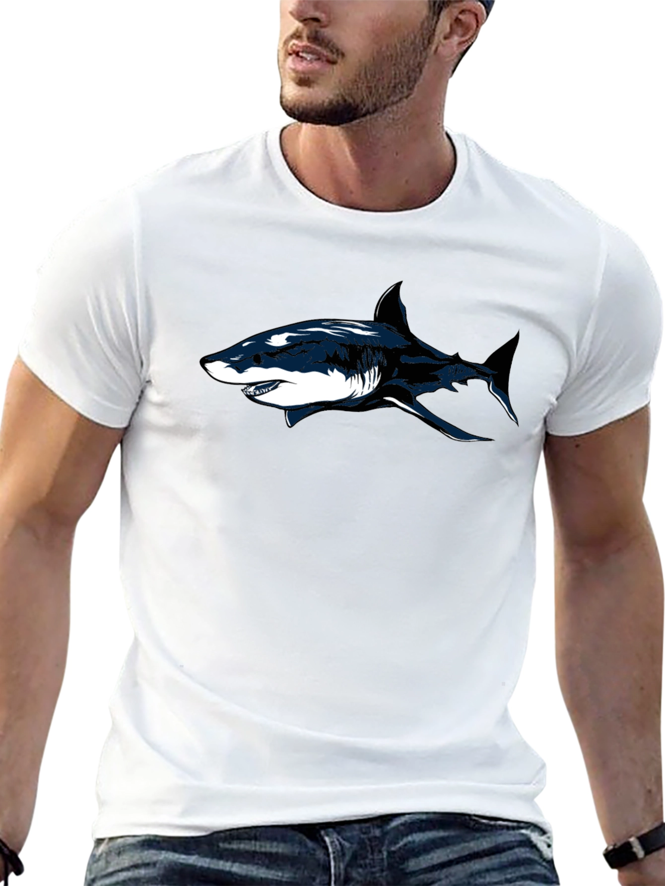 Shark Graphic Black T-Shirt - Cool Casual Tee