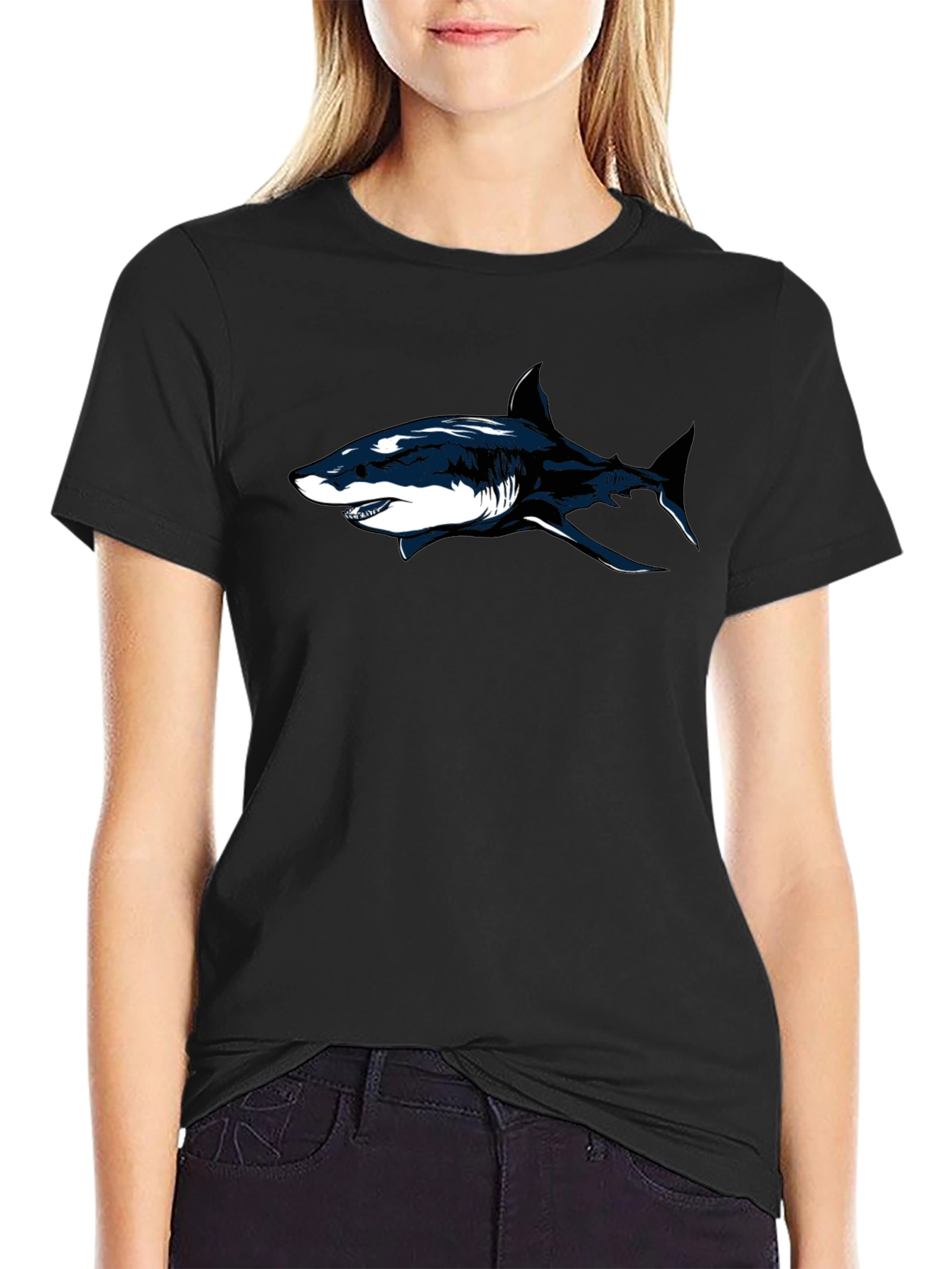 Shark Graphic Black T-Shirt - Cool Casual Tee