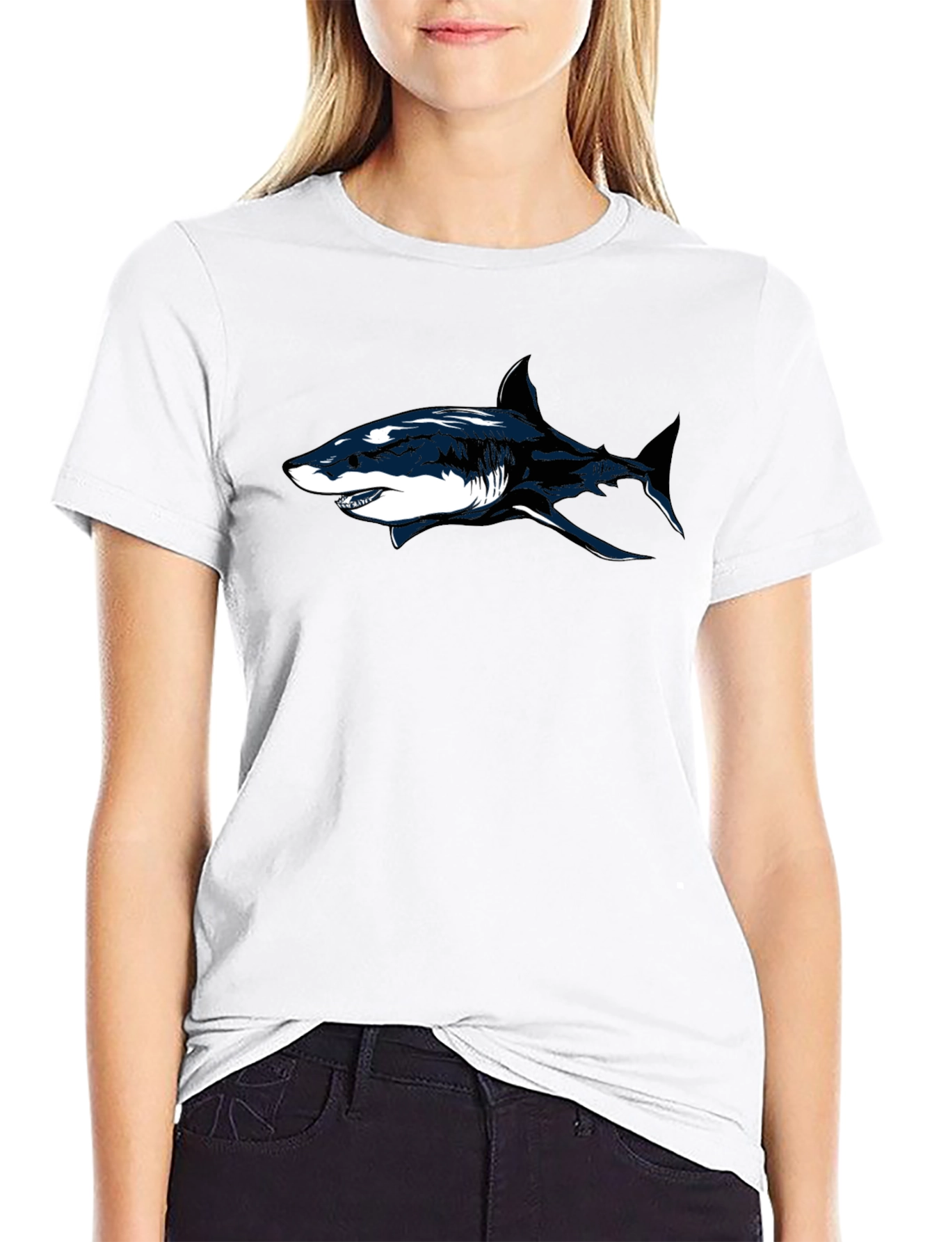 Shark Graphic Black T-Shirt - Cool Casual Tee
