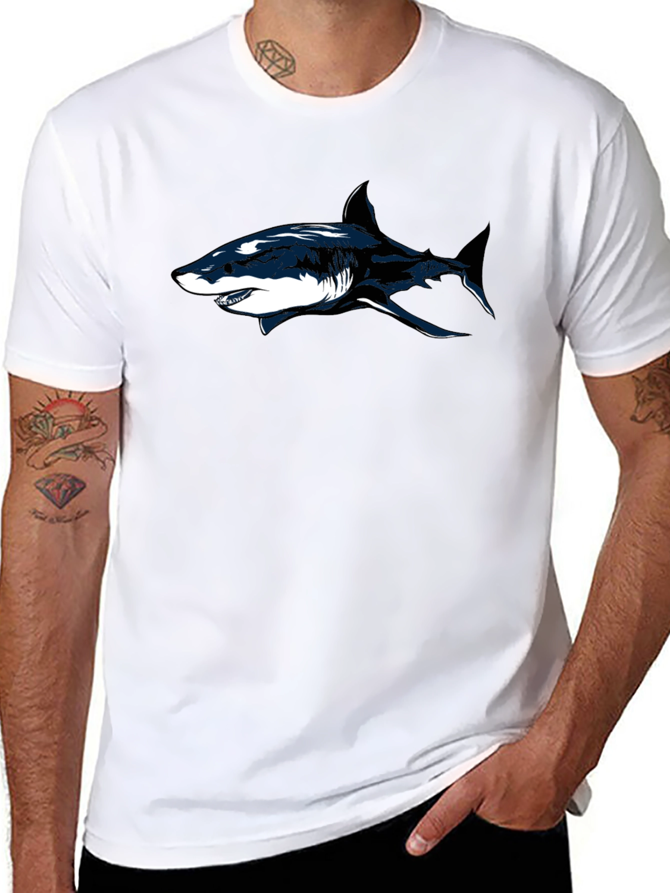 Shark Graphic Black T-Shirt - Cool Casual Tee