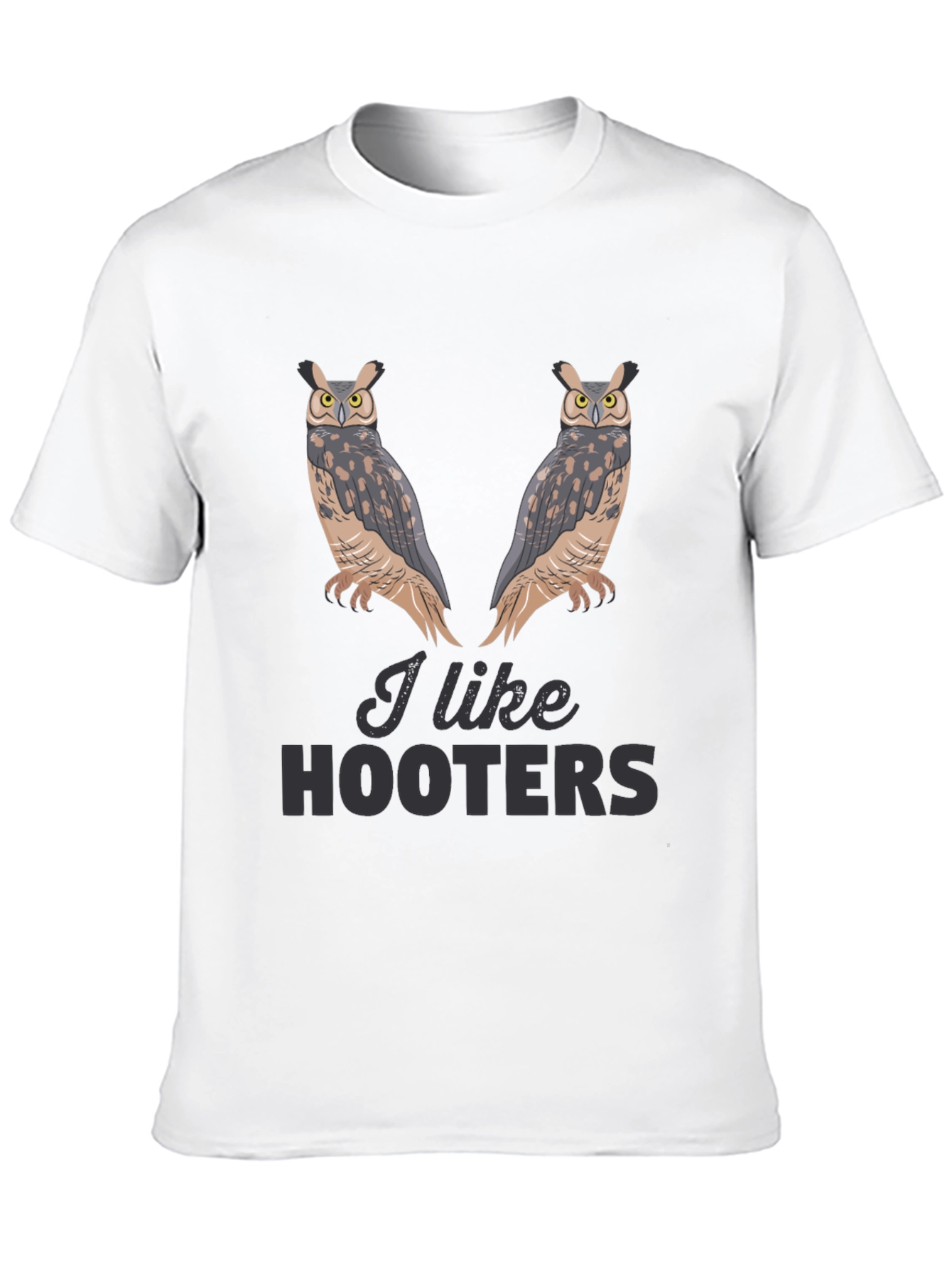 I Like Hooters Owl Graphic Black T-Shirt