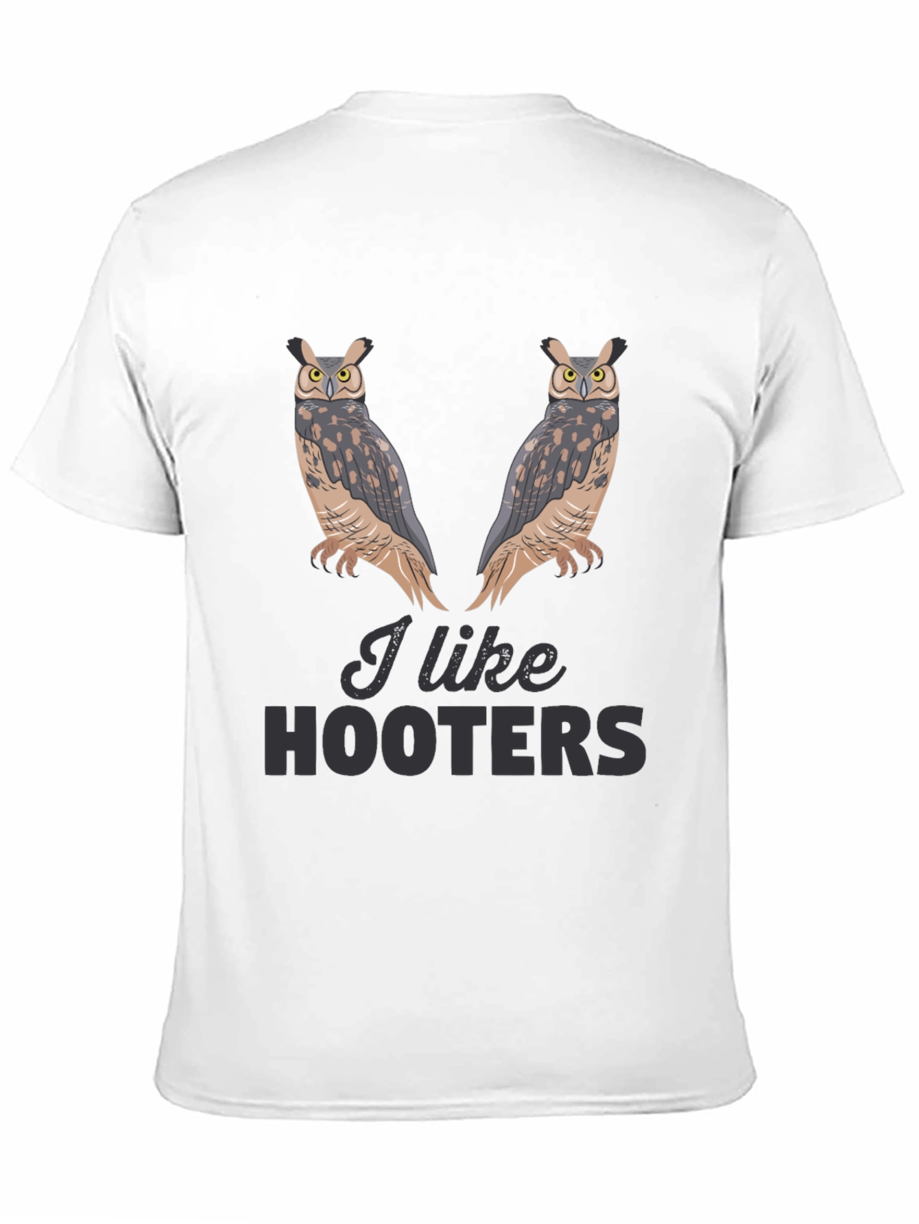 I Like Hooters Owl Graphic Black T-Shirt