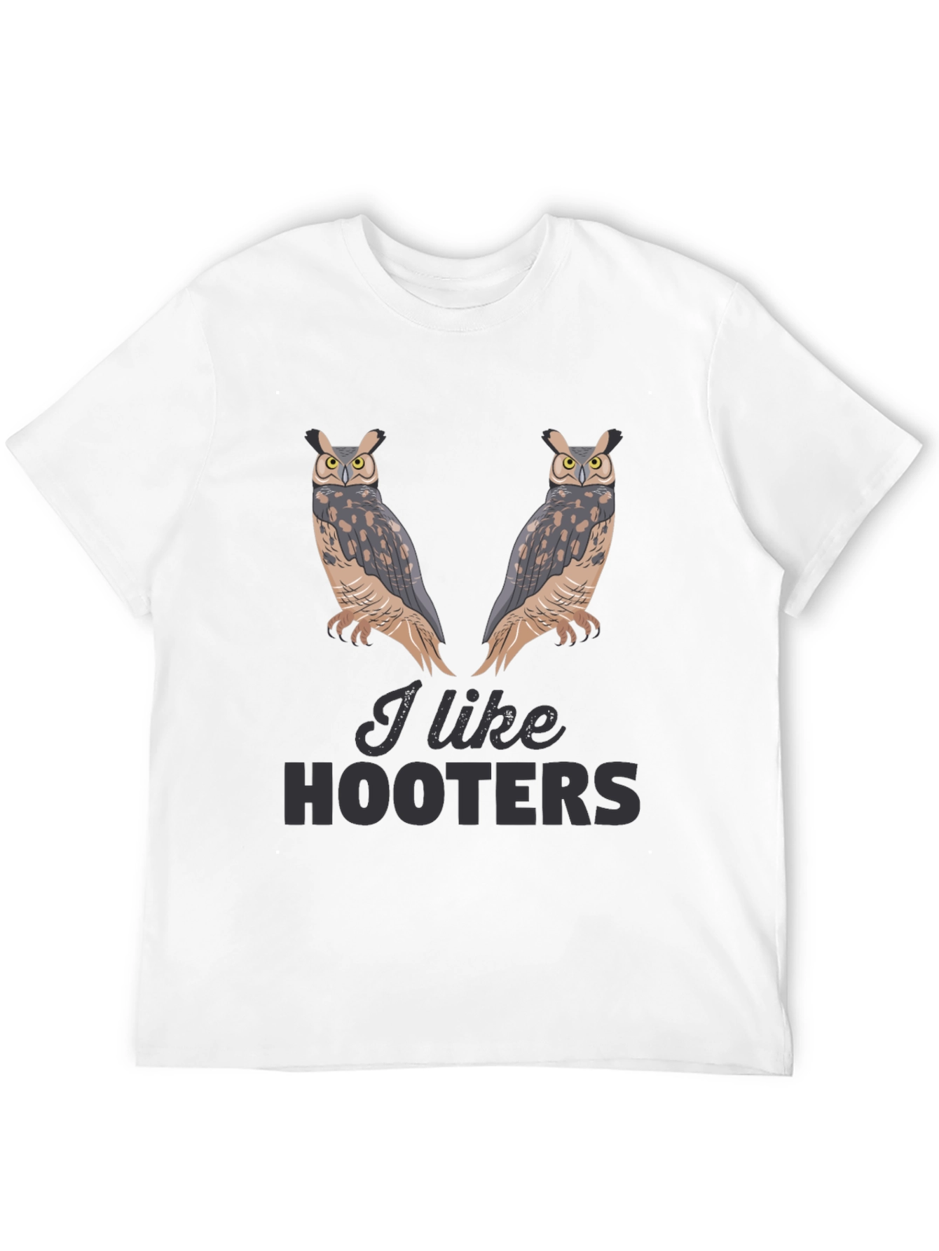 I Like Hooters Owl Graphic Black T-Shirt