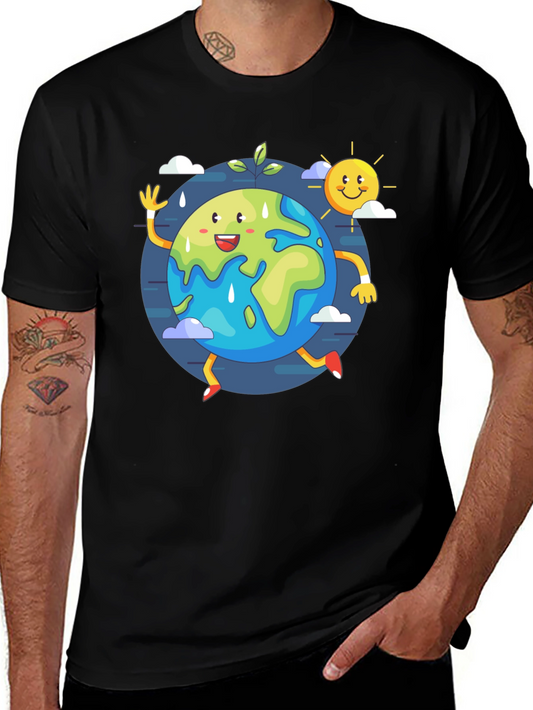 Cartoon Earth Graphic Tee - Save the Planet