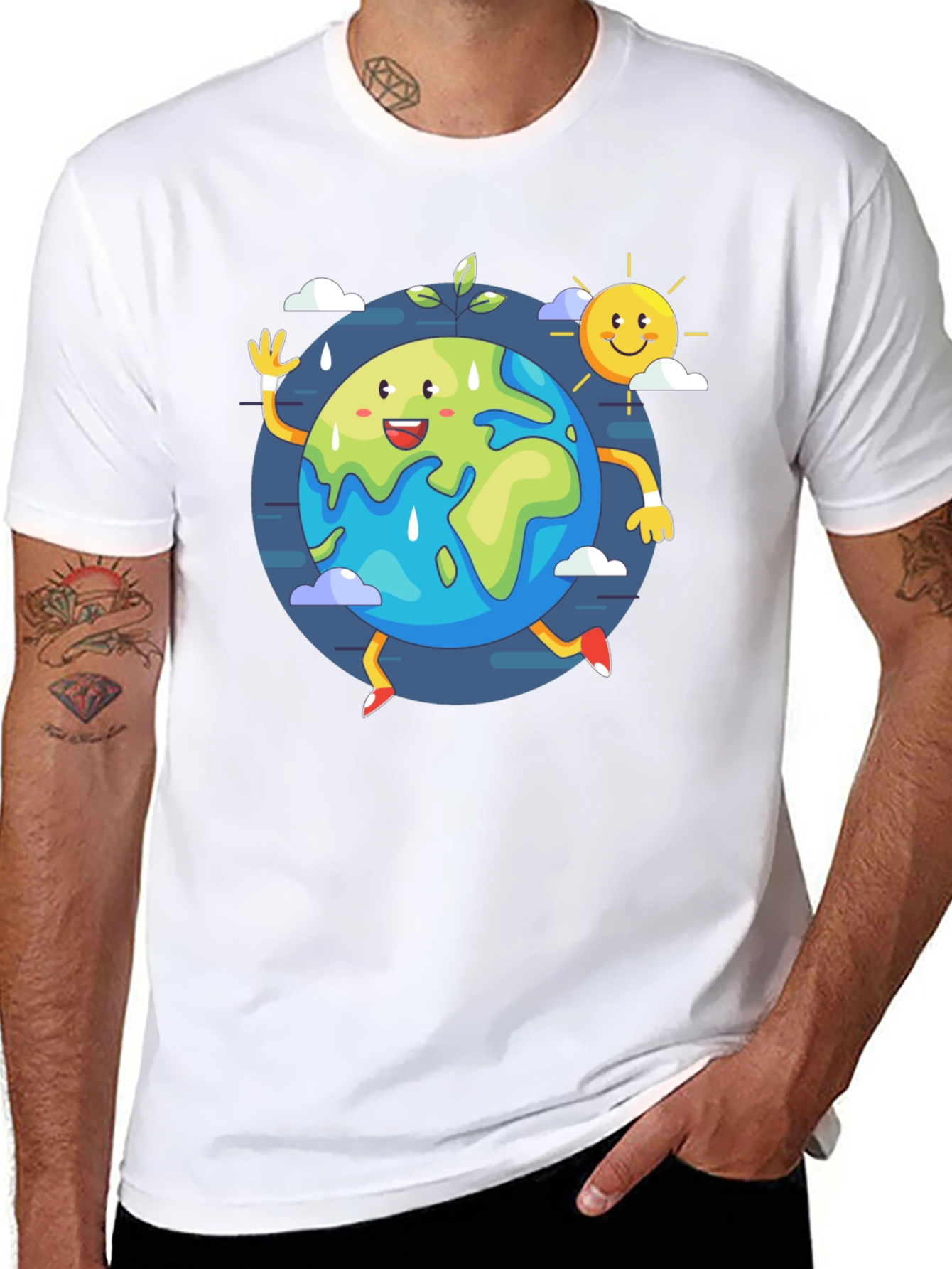 Cartoon Earth Graphic Tee - Save the Planet