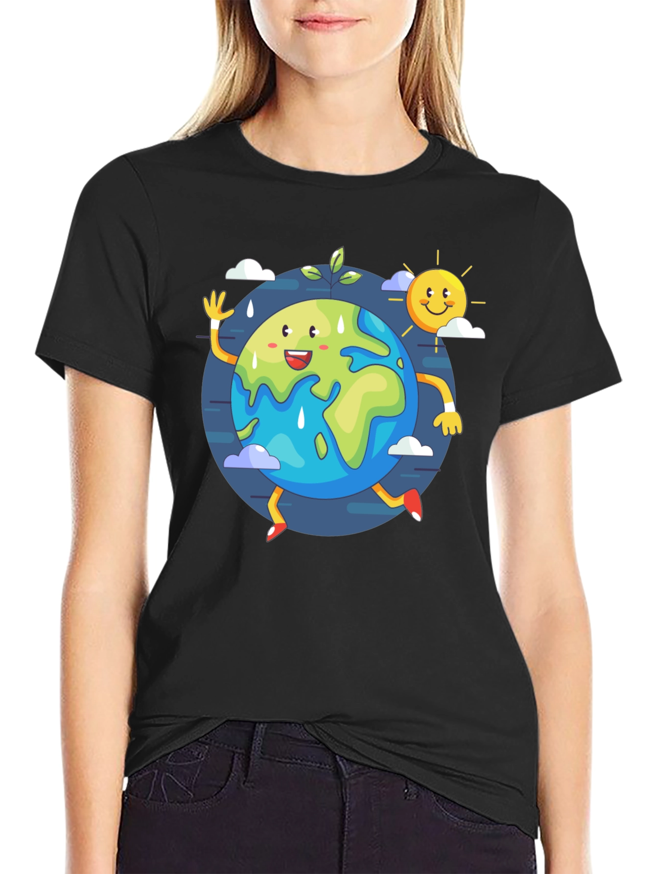 Cartoon Earth Graphic Tee - Save the Planet