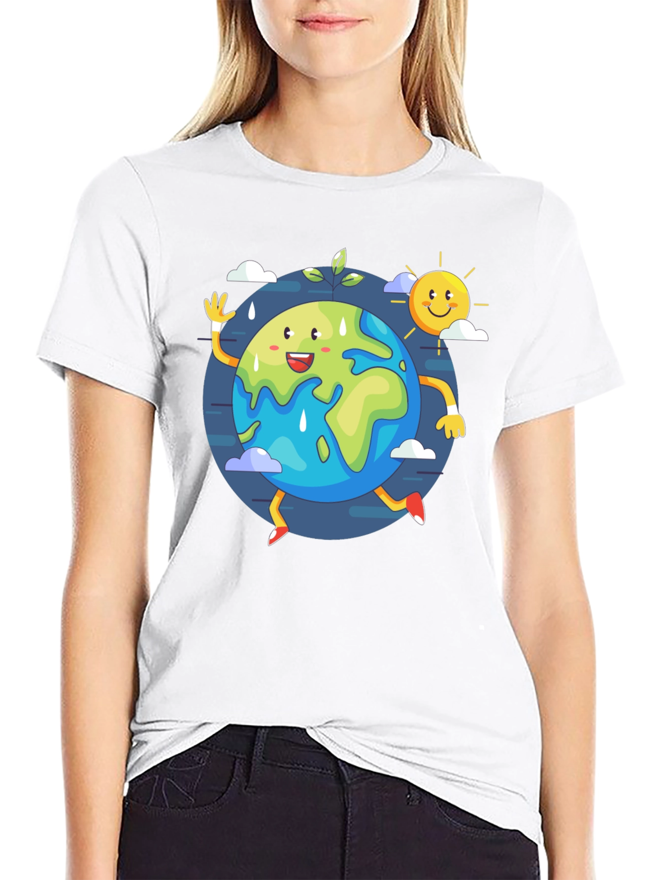 Cartoon Earth Graphic Tee - Save the Planet