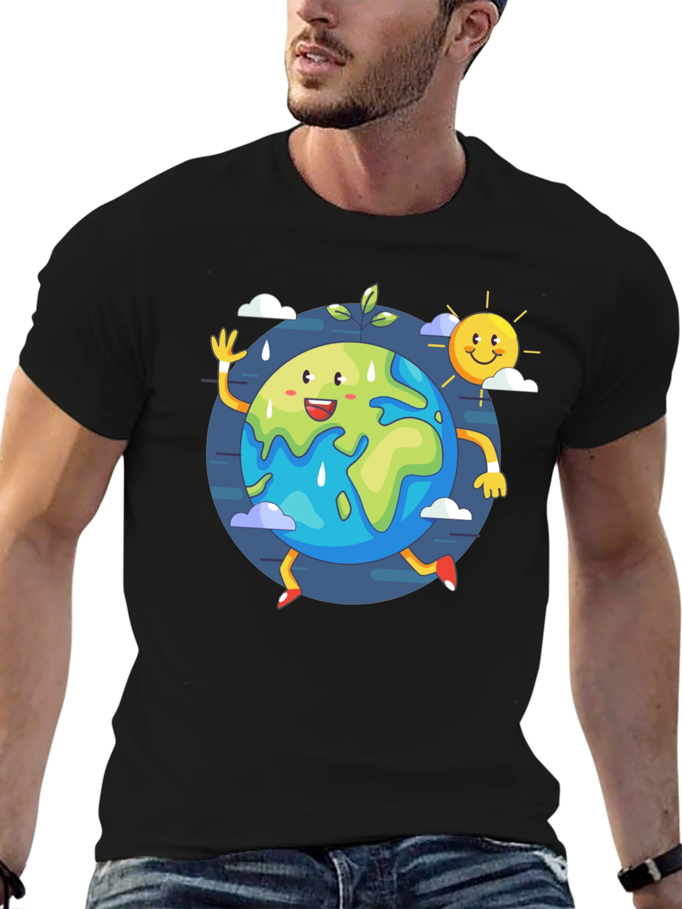 Cartoon Earth Graphic Tee - Save the Planet