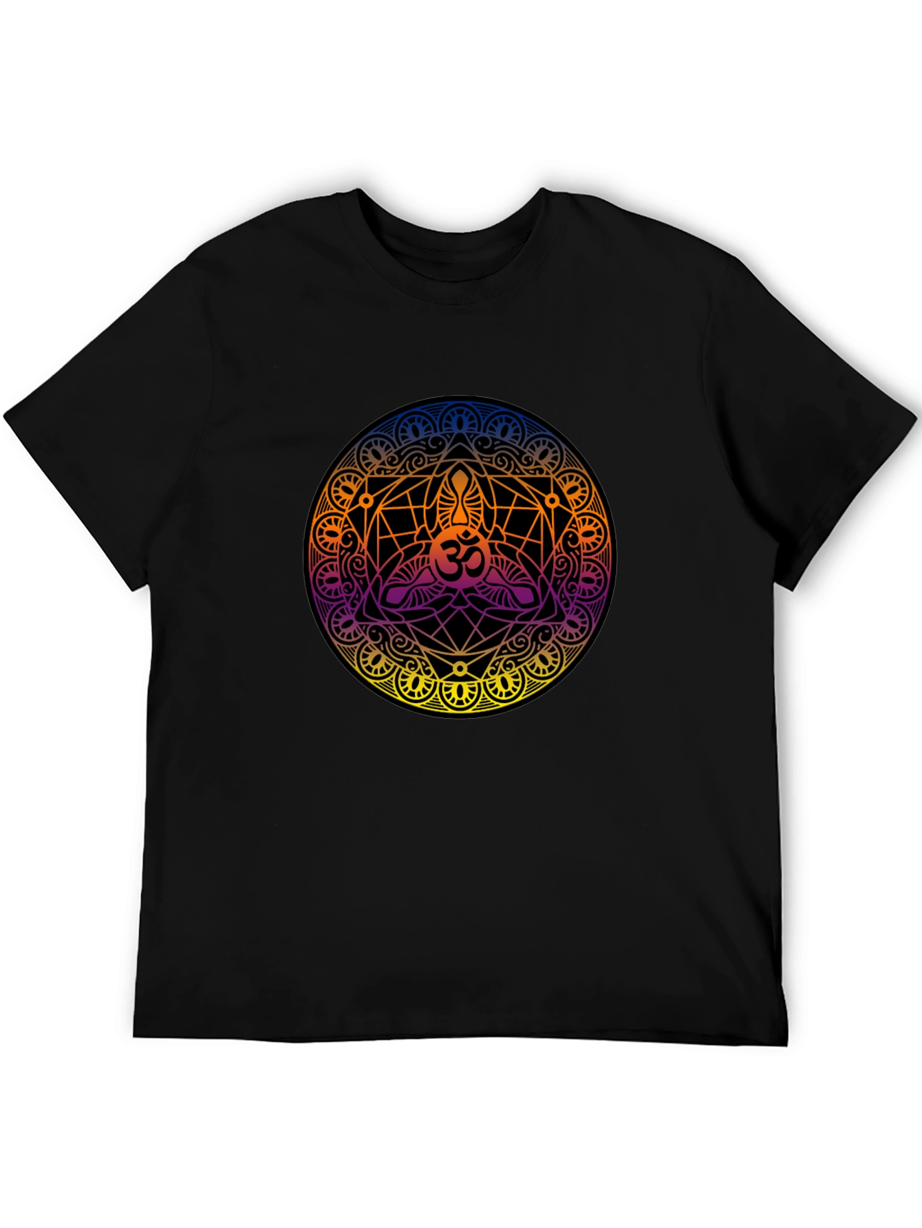 Om Mandala Graphic Tee - Black Cotton T-Shirt