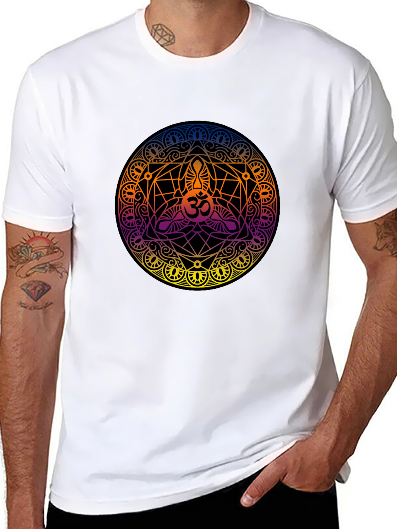 Om Mandala Graphic Tee - Black Cotton T-Shirt