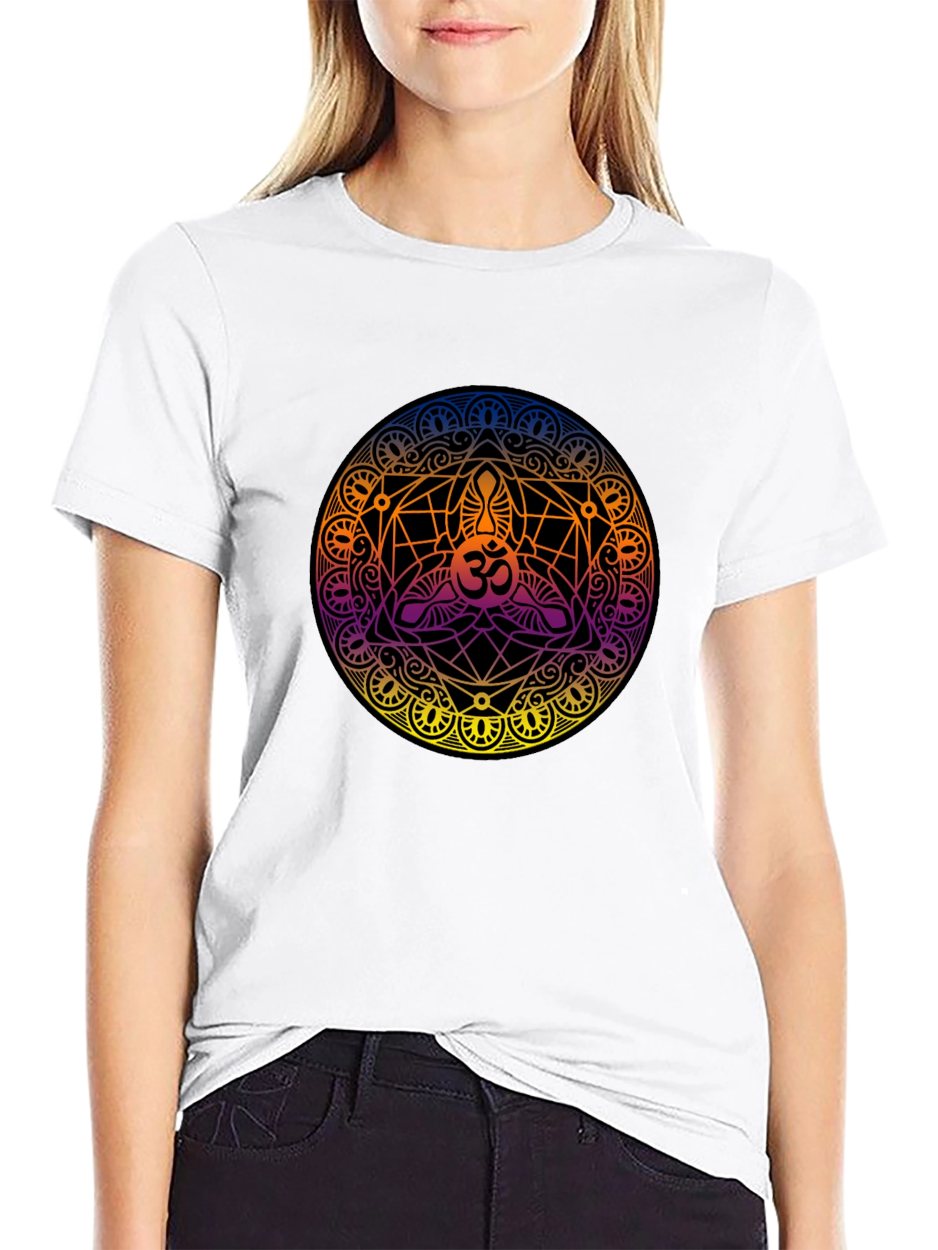Om Mandala Graphic Tee - Black Cotton T-Shirt