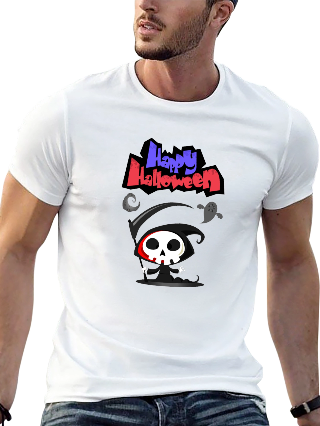 Happy Halloween Grim Reaper Graphic Tee