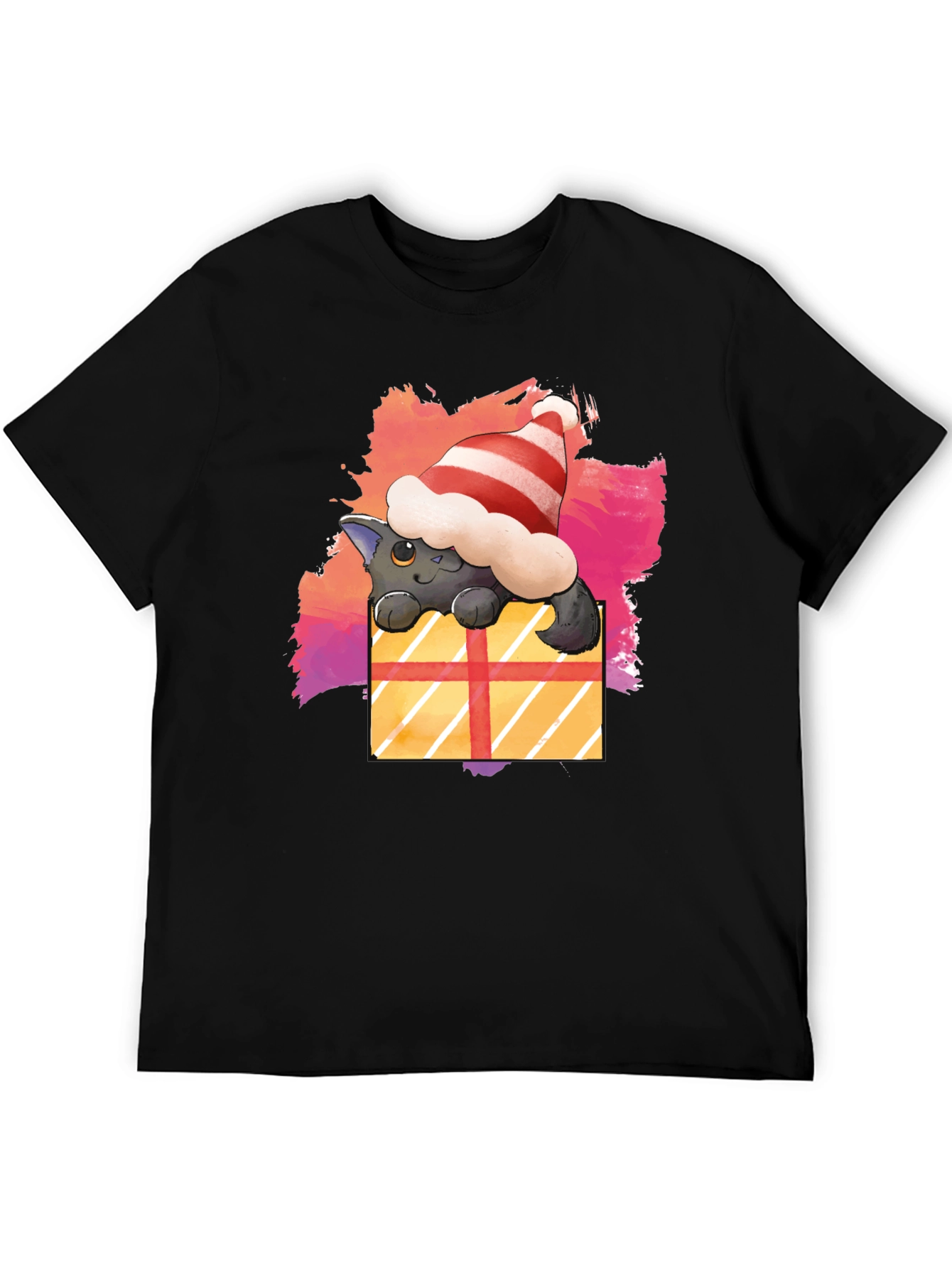 Festive Cat in a Gift Box T-Shirt