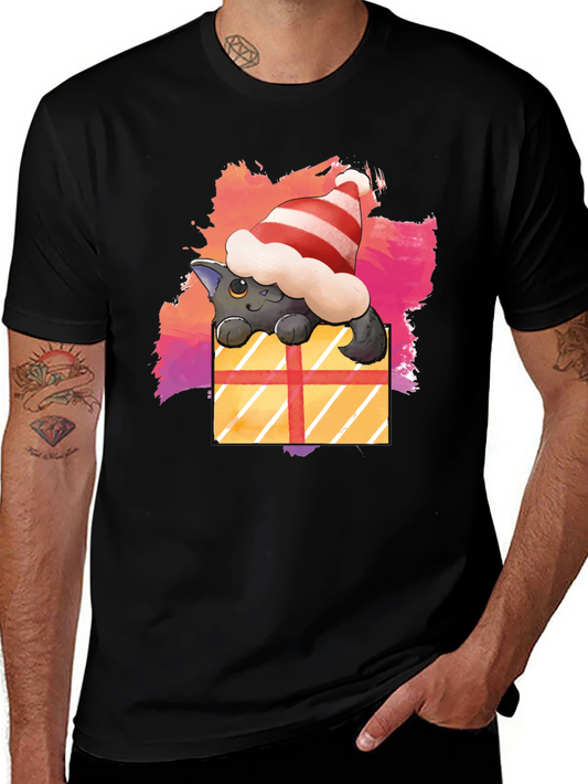 Festive Cat in a Gift Box T-Shirt