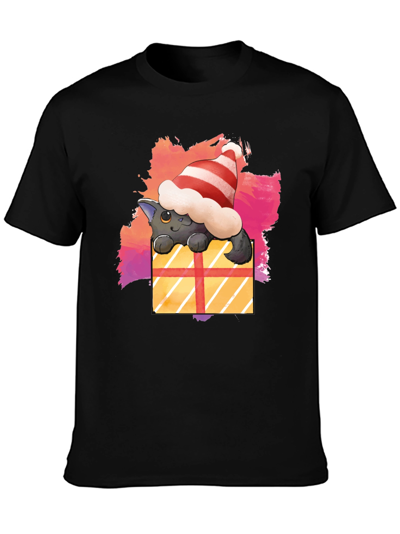 Festive Cat in a Gift Box T-Shirt