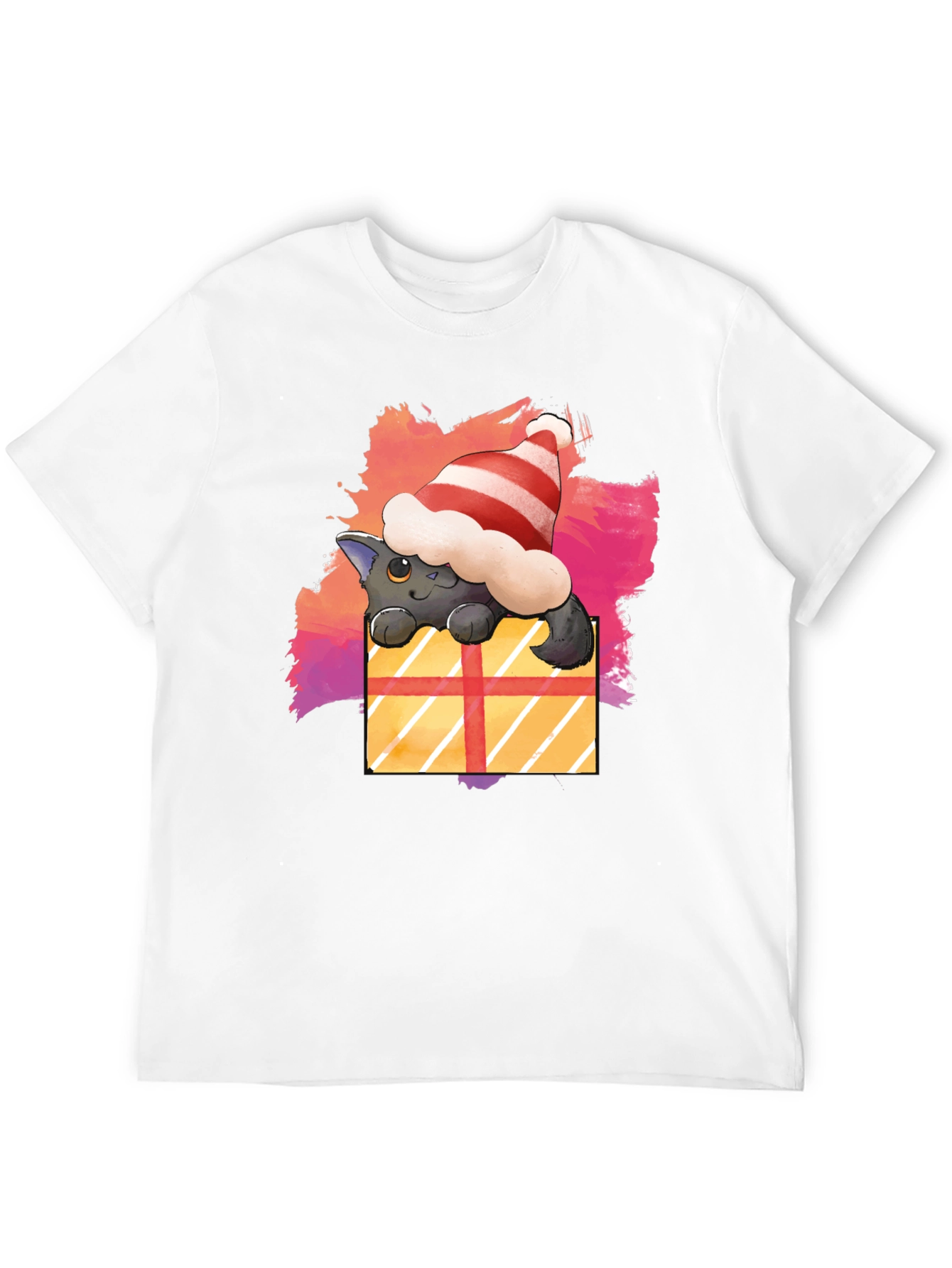 Festive Cat in a Gift Box T-Shirt
