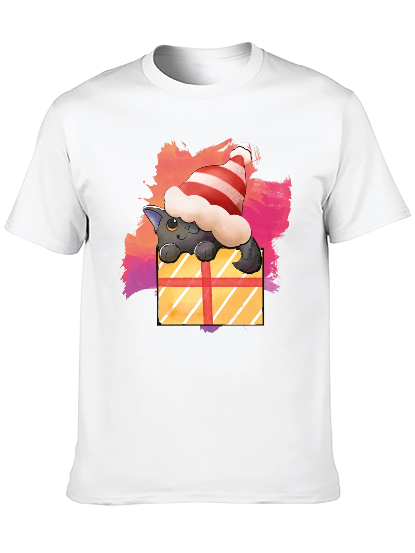 Festive Cat in a Gift Box T-Shirt