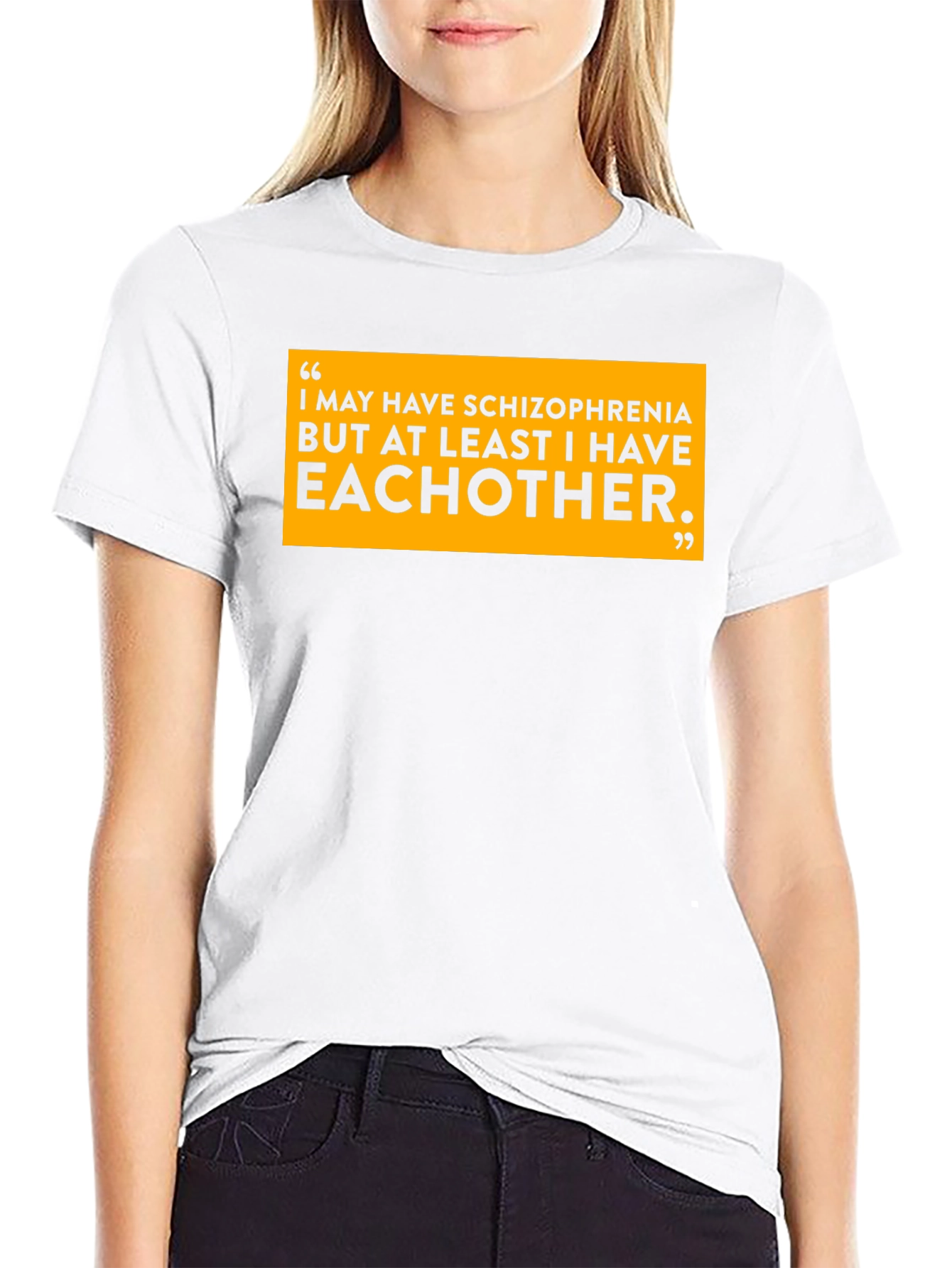 Schizophrenia Eachother T-Shirt Black Cotton Slogan Tee Funny