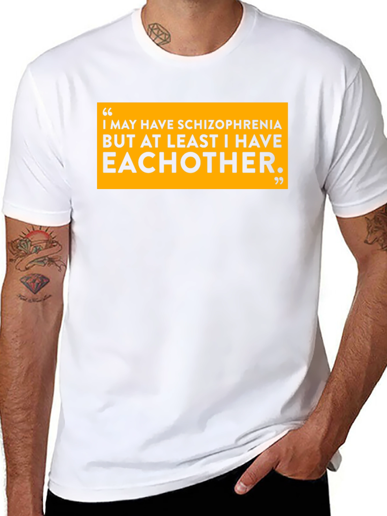 Schizophrenia Eachother T-Shirt Black Cotton Slogan Tee Funny