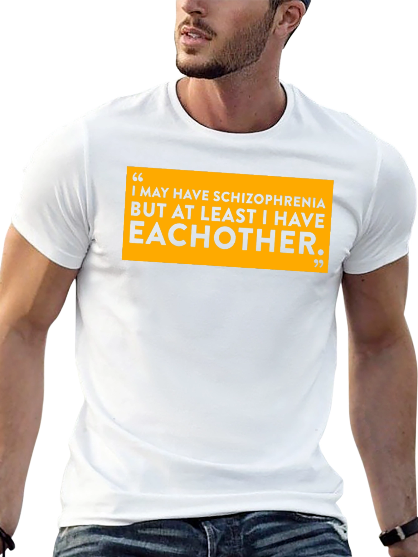Schizophrenia Eachother T-Shirt Black Cotton Slogan Tee Funny