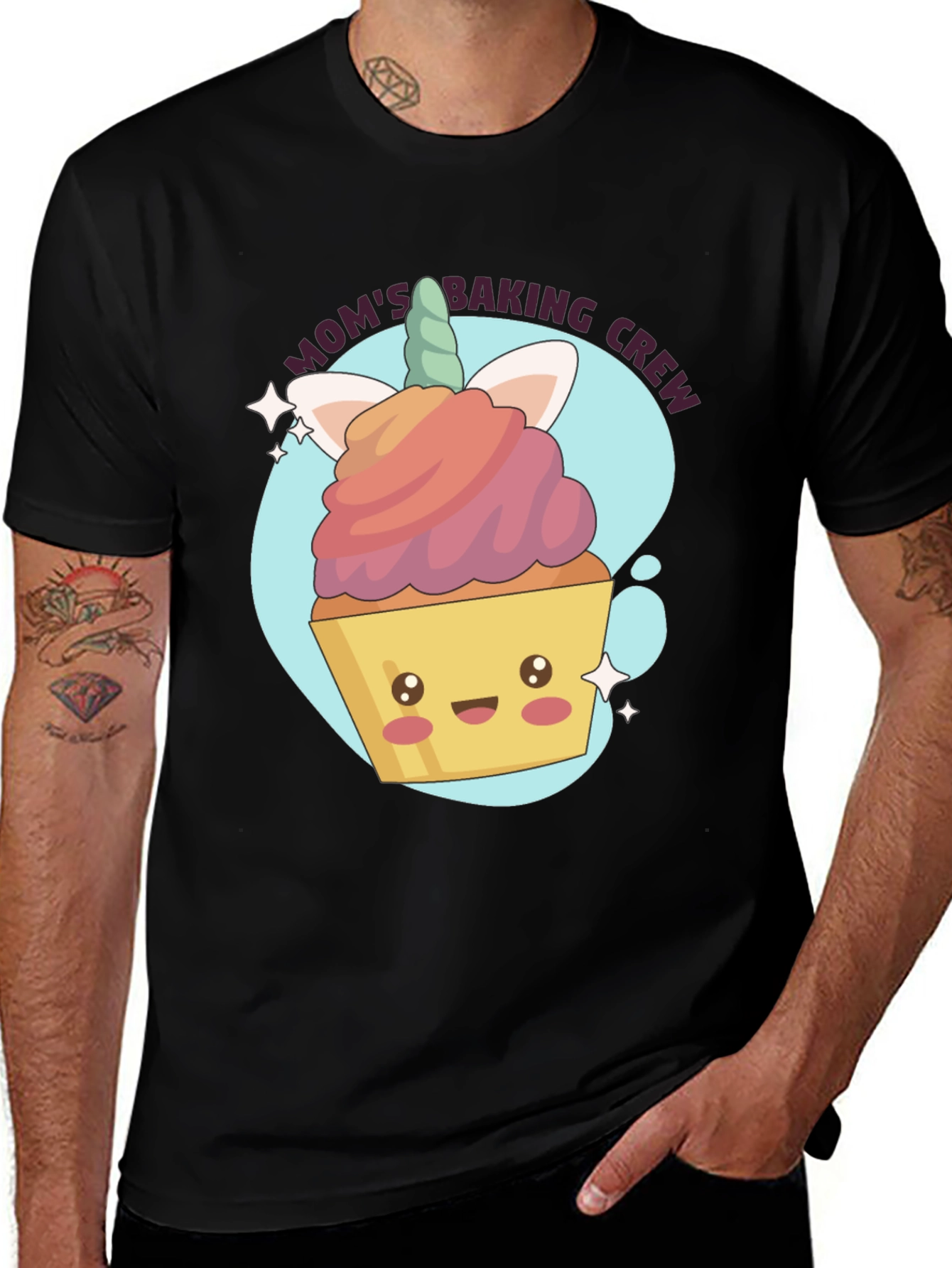 Moms Baking Crew Cute Cupcake Graphic Tee