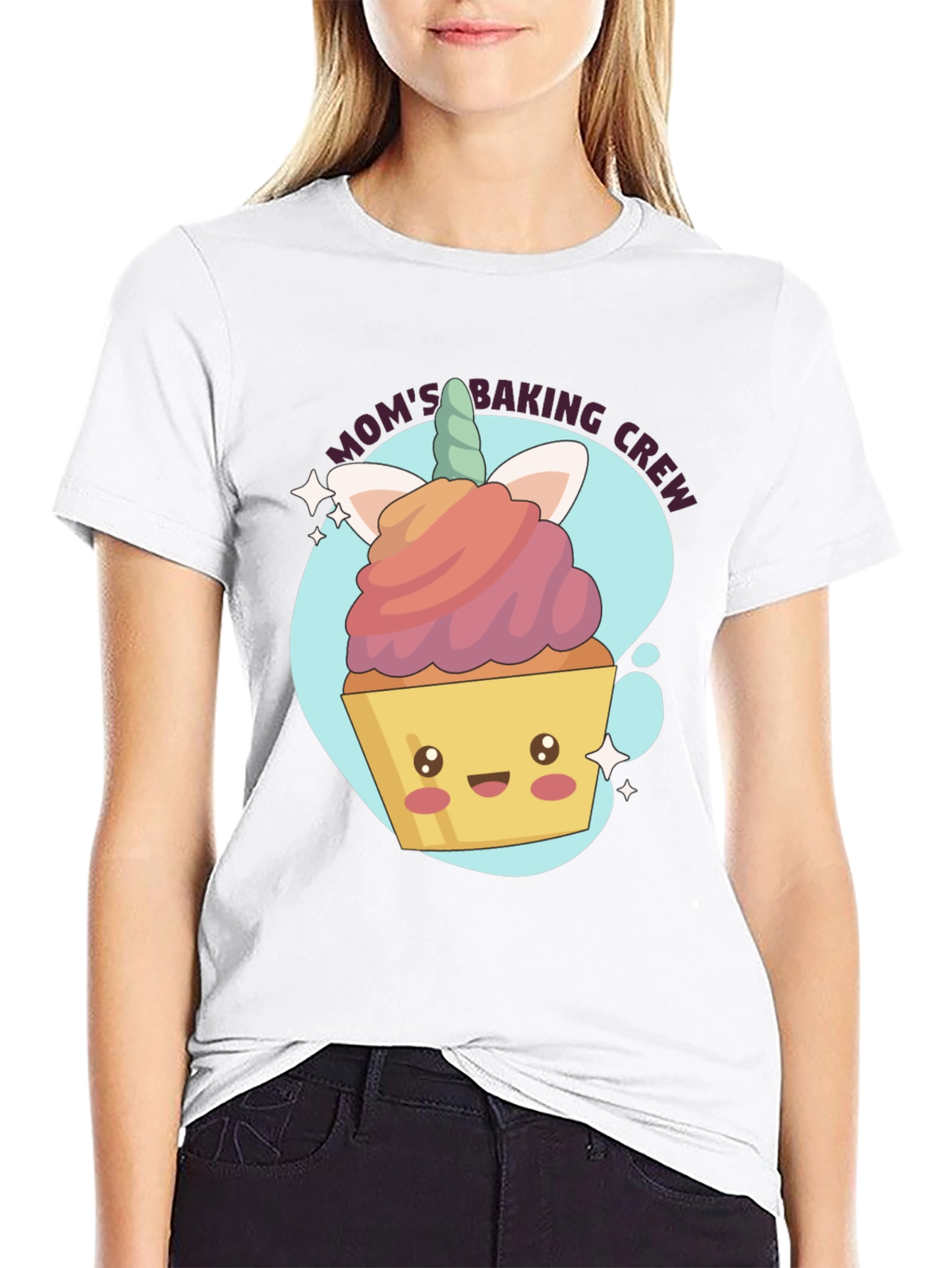 Moms Baking Crew Cute Cupcake Graphic Tee