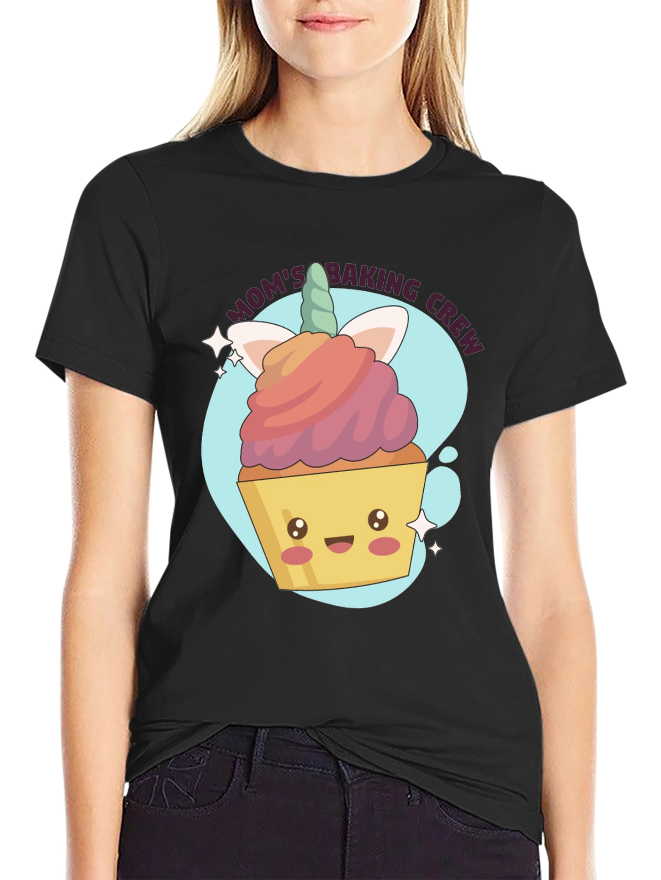 Moms Baking Crew Cute Cupcake Graphic Tee