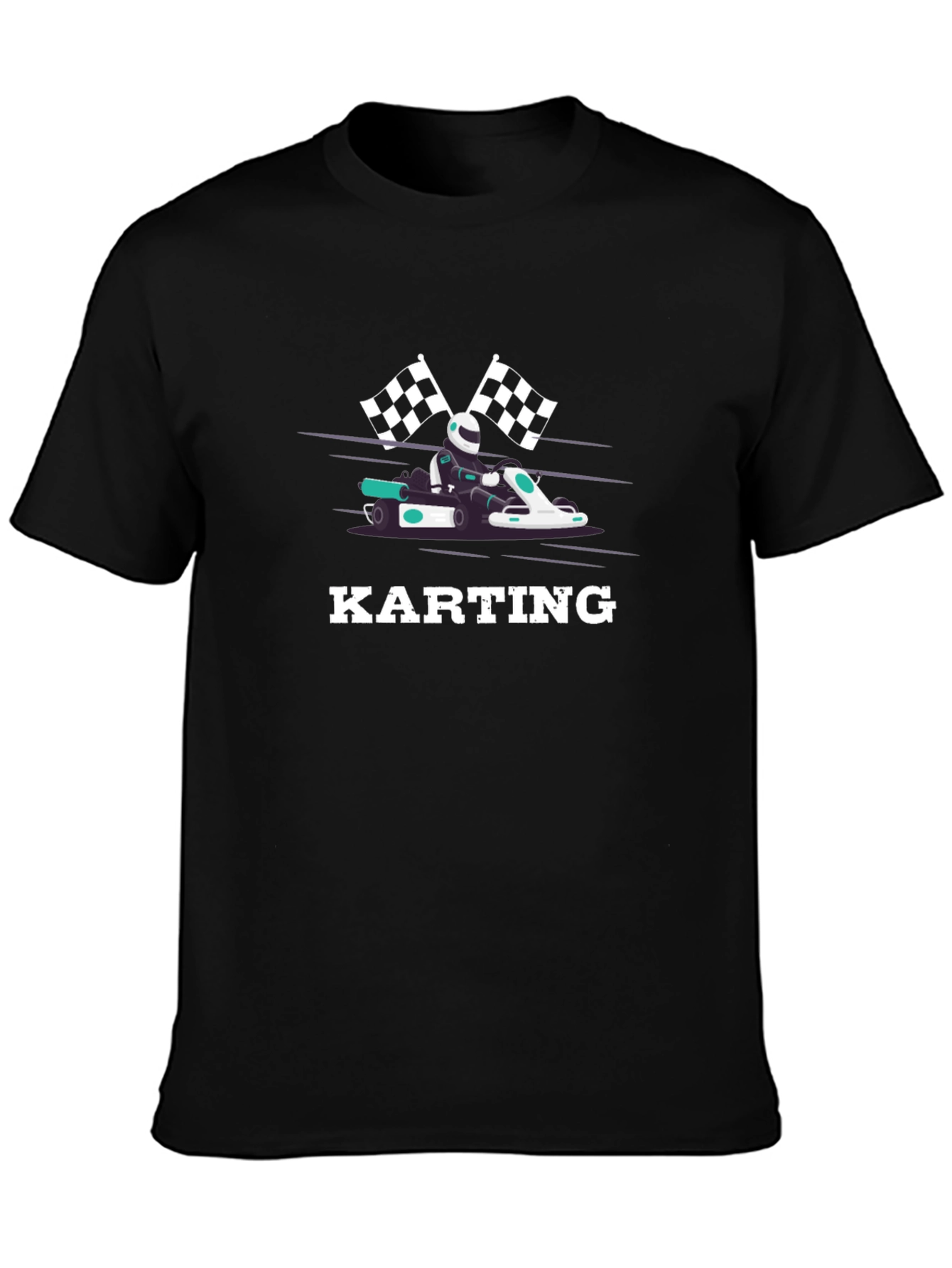 Karting Black T-Shirt - Racing Design