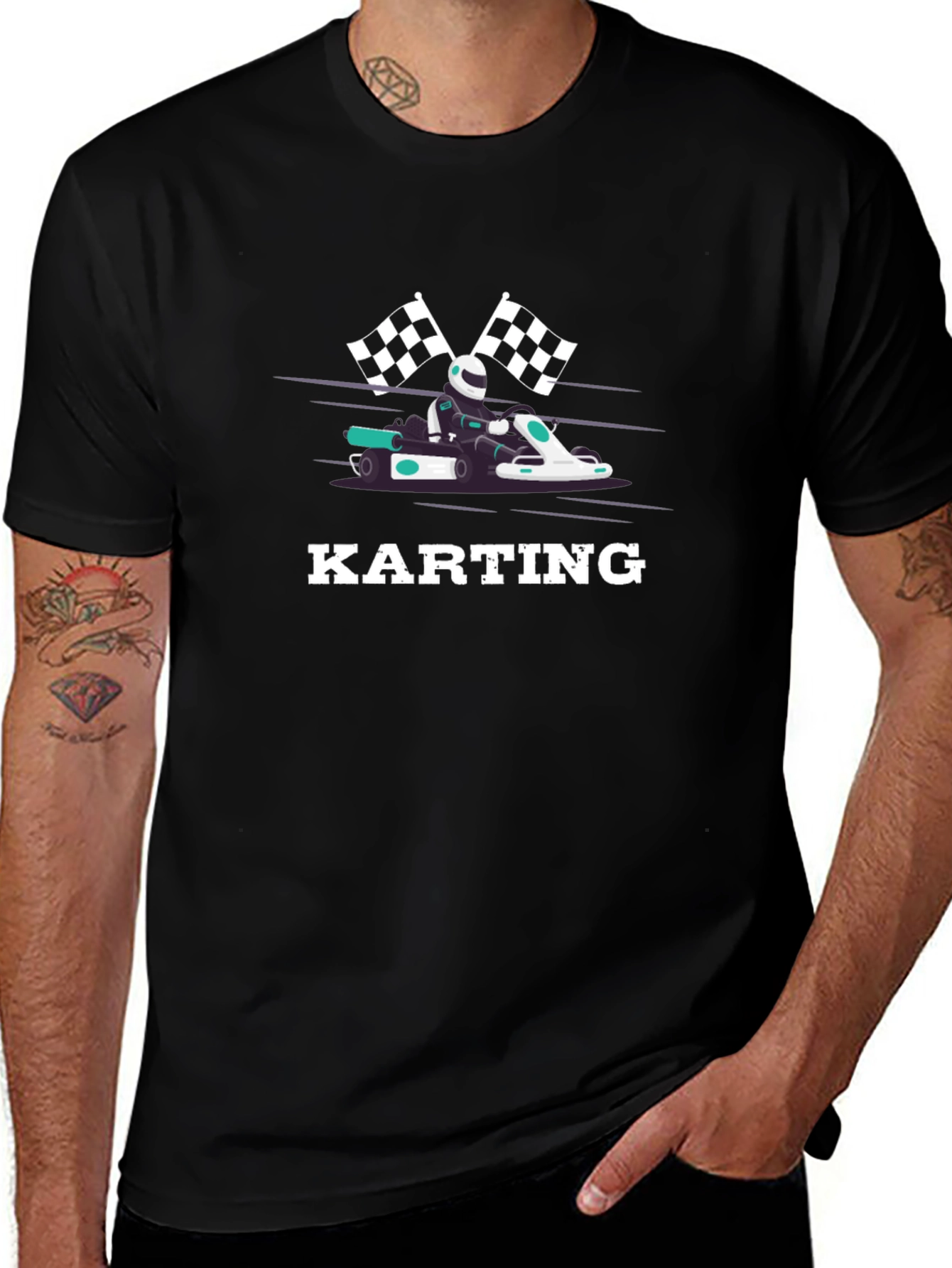 Karting Black T-Shirt - Racing Design