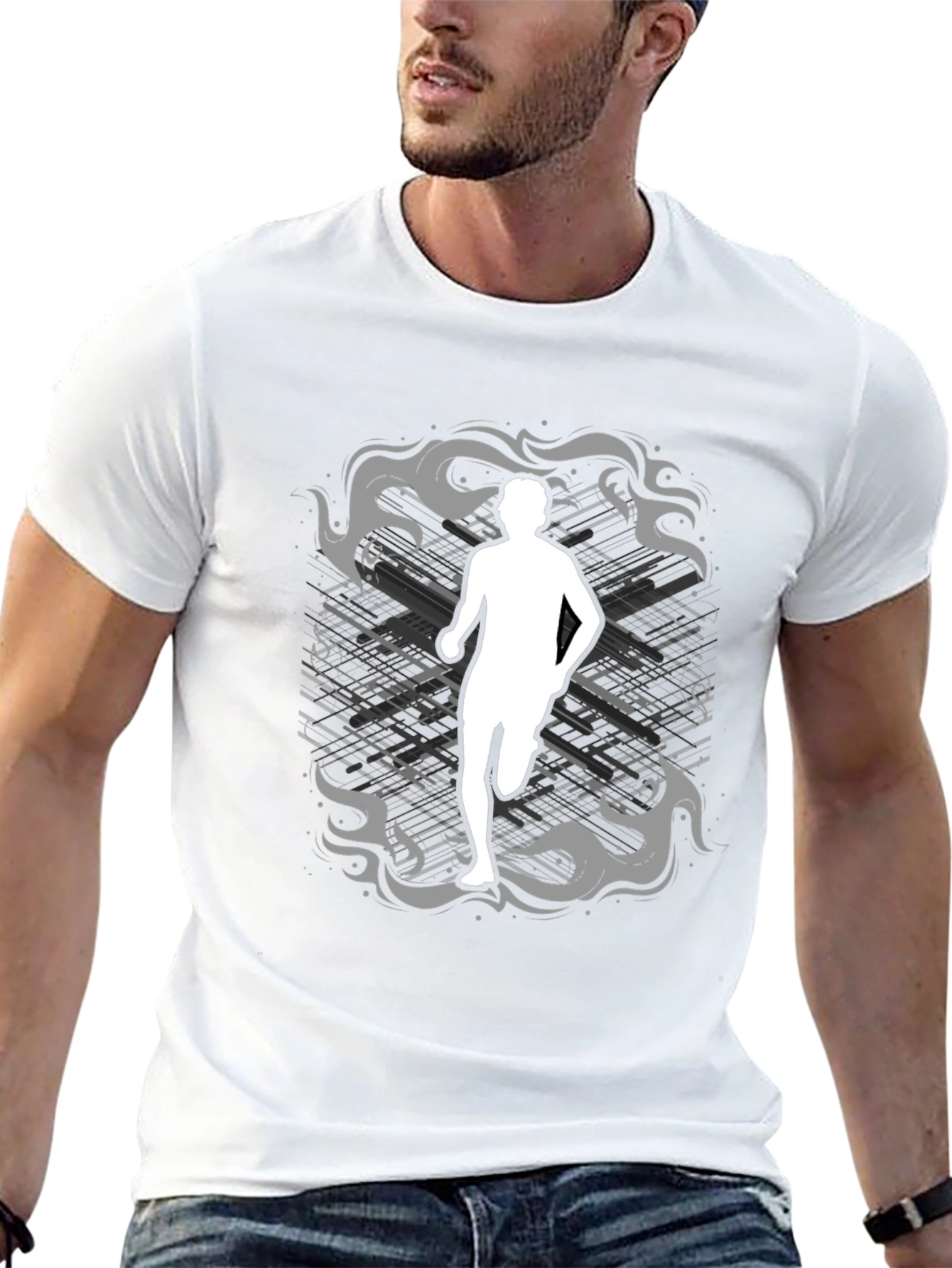 Runner Graphic Tee - Black Cotton Shirt