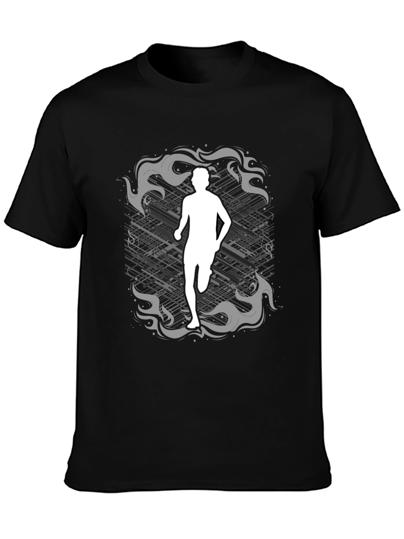 Runner Graphic Tee - Black Cotton Shirt