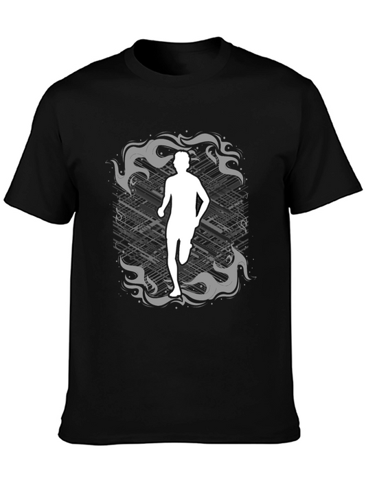 Runner Graphic Tee - Black Cotton Shirt