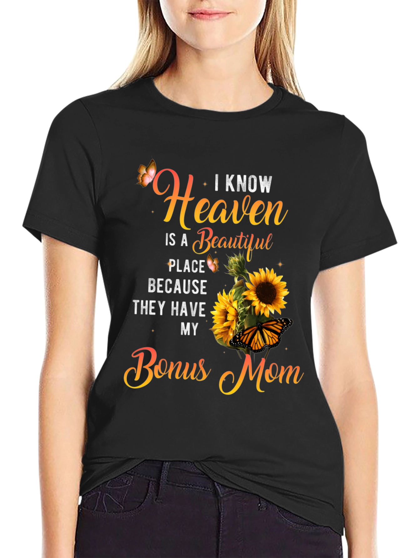 Bonus Mom Sunflower Graphic T-Shirt