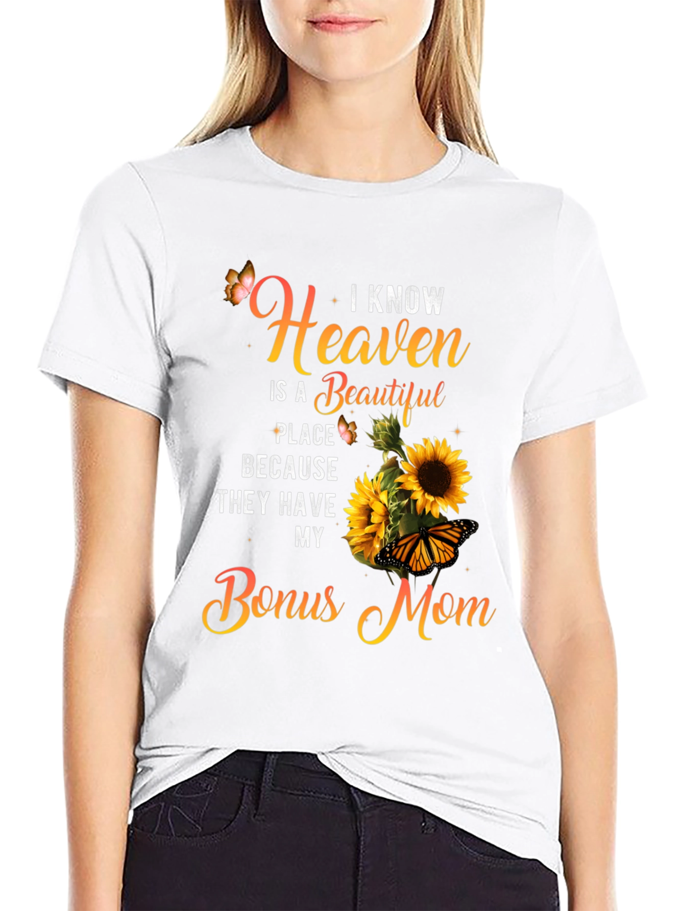 Bonus Mom Sunflower Graphic T-Shirt