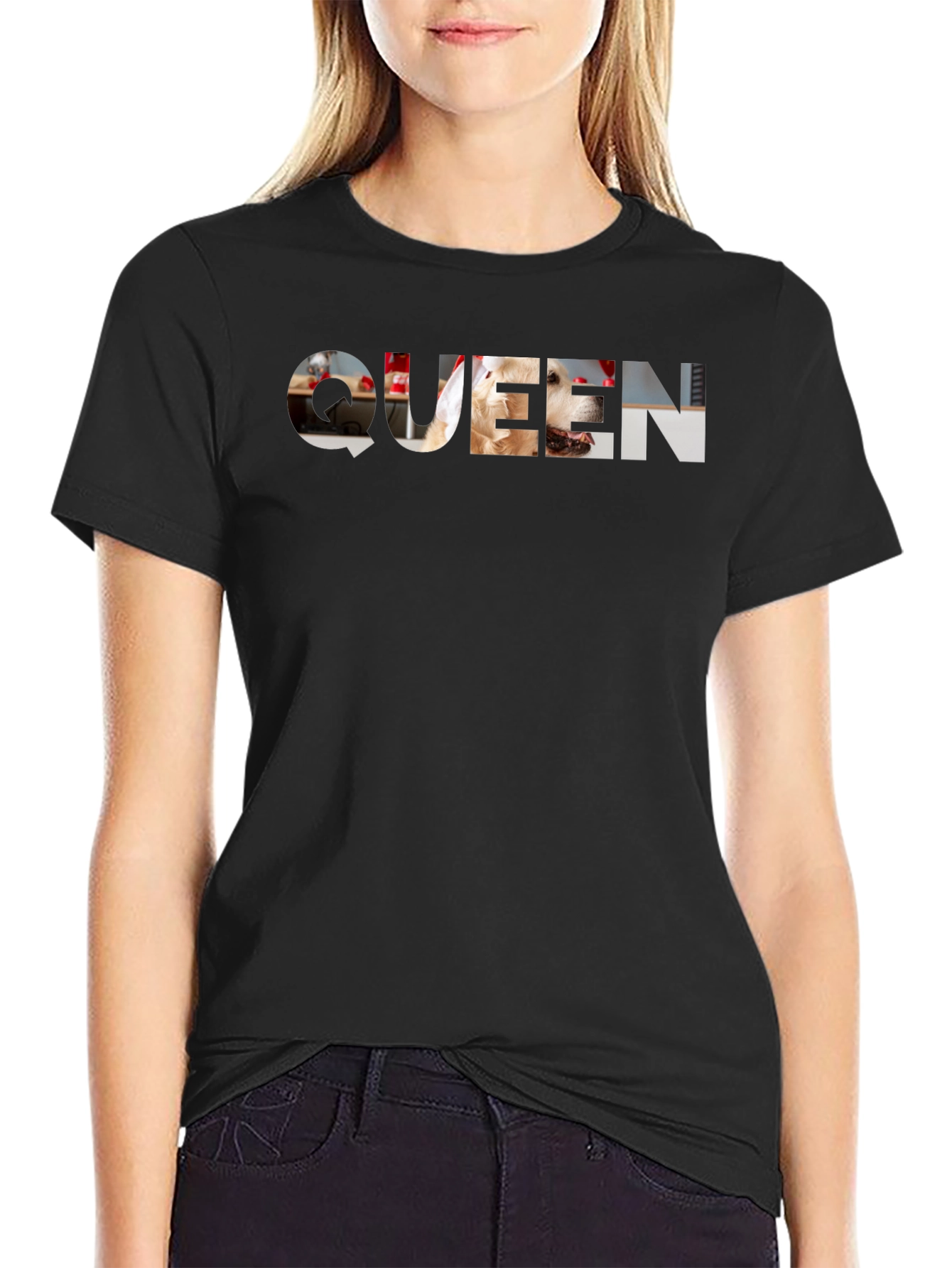 Queen Dog Graphic Tee - Black