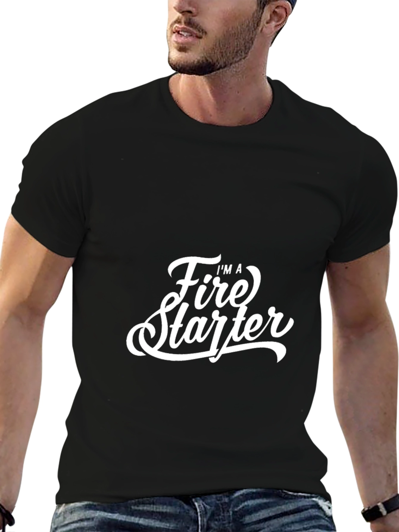 Fire Starter Graphic Tee - Bold Black Cotton