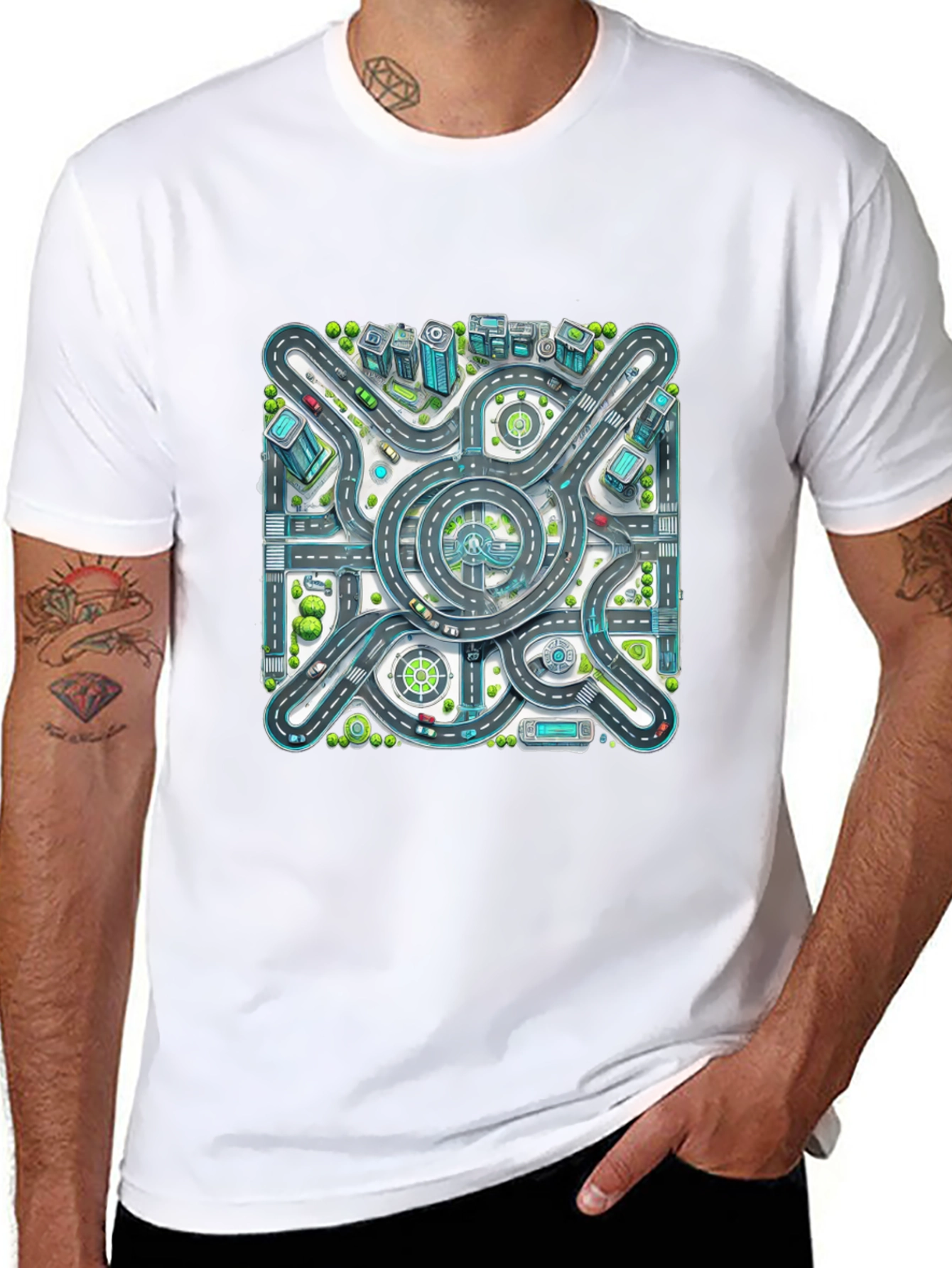 Roadmap Graphic Tee - Cityscape Design