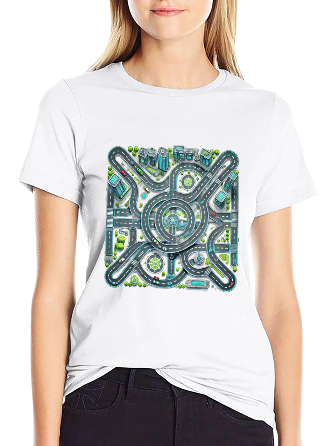 Roadmap Graphic Tee - Cityscape Design
