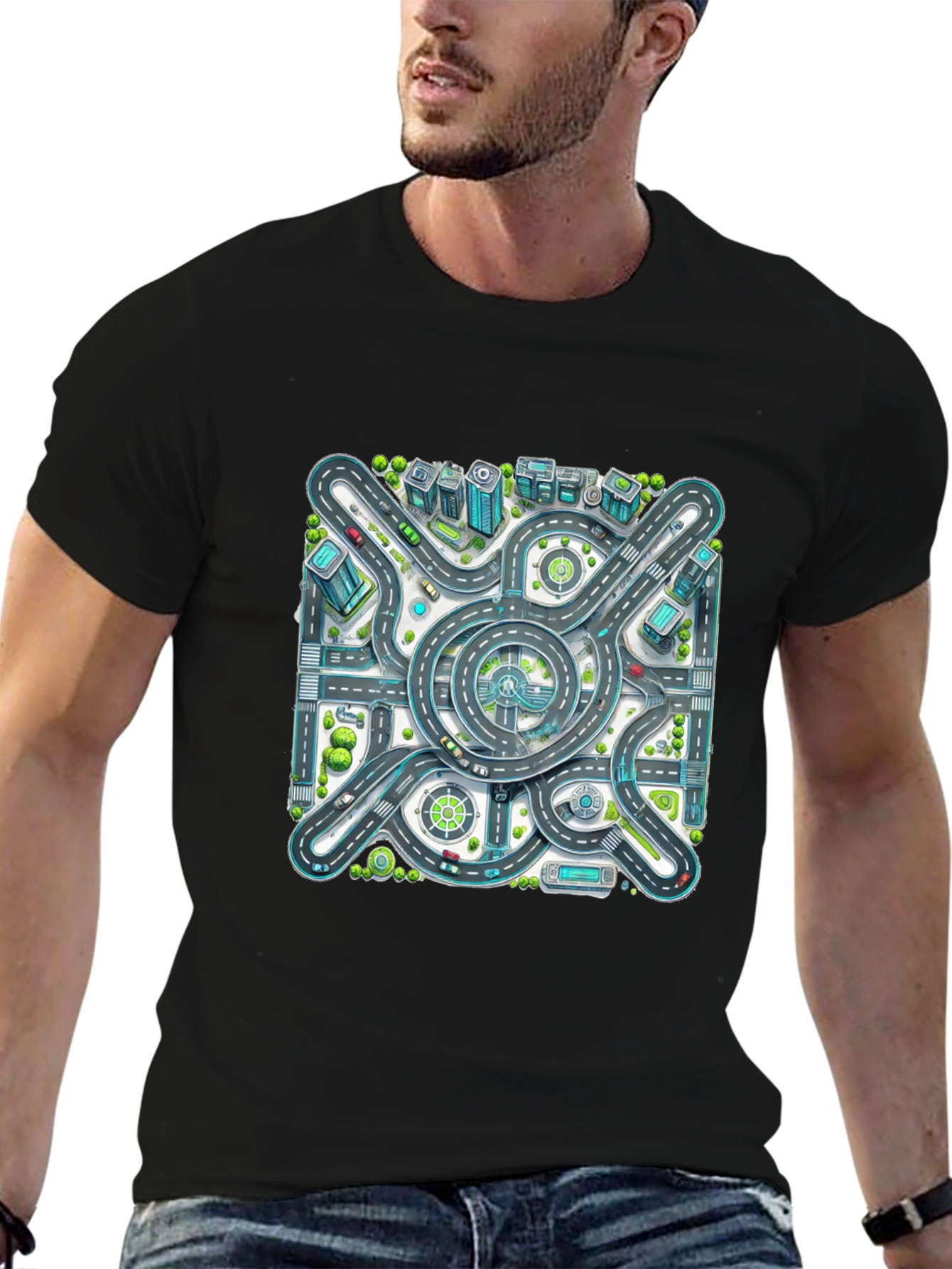 Roadmap Graphic Tee - Cityscape Design
