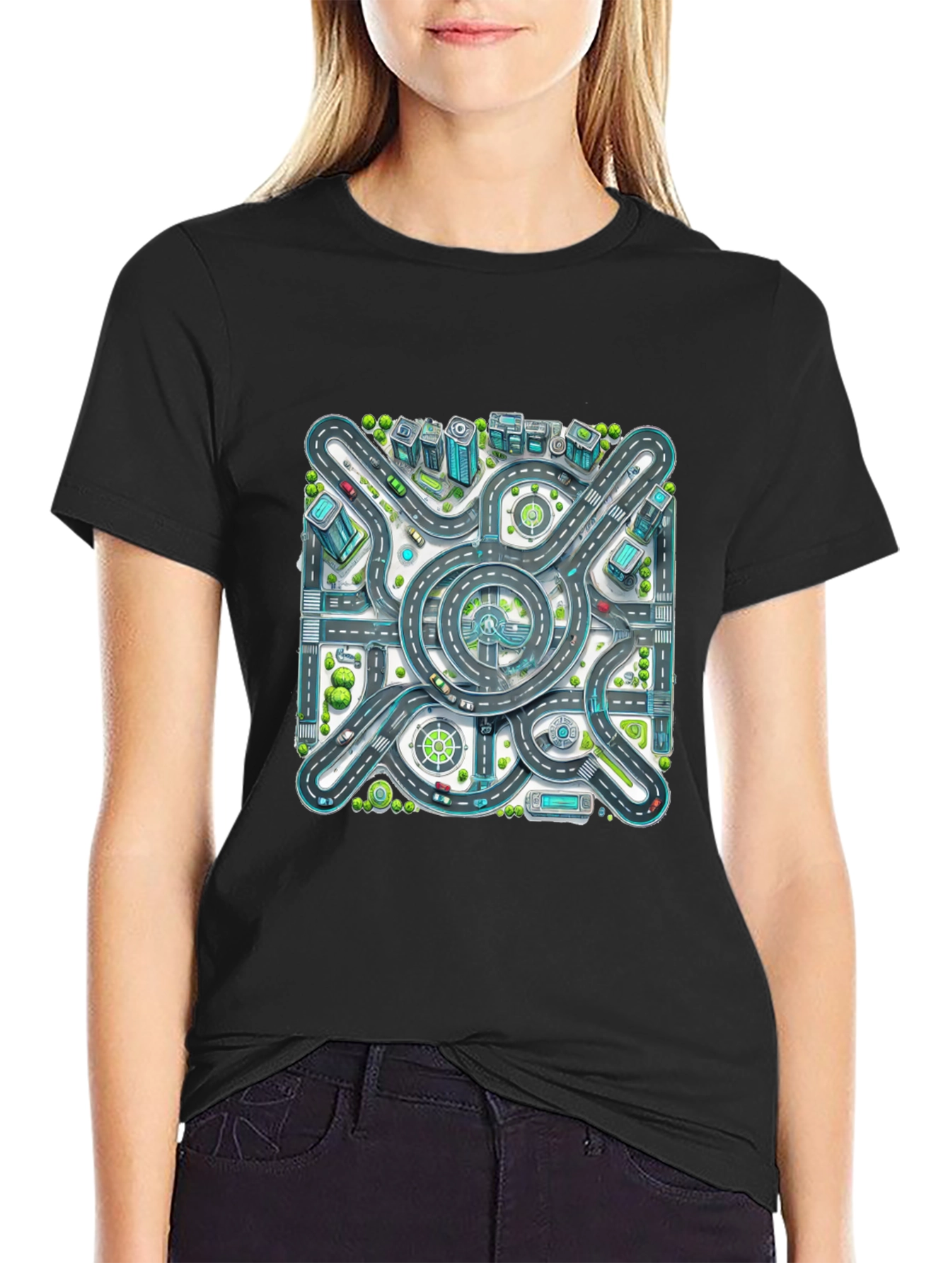 Roadmap Graphic Tee - Cityscape Design