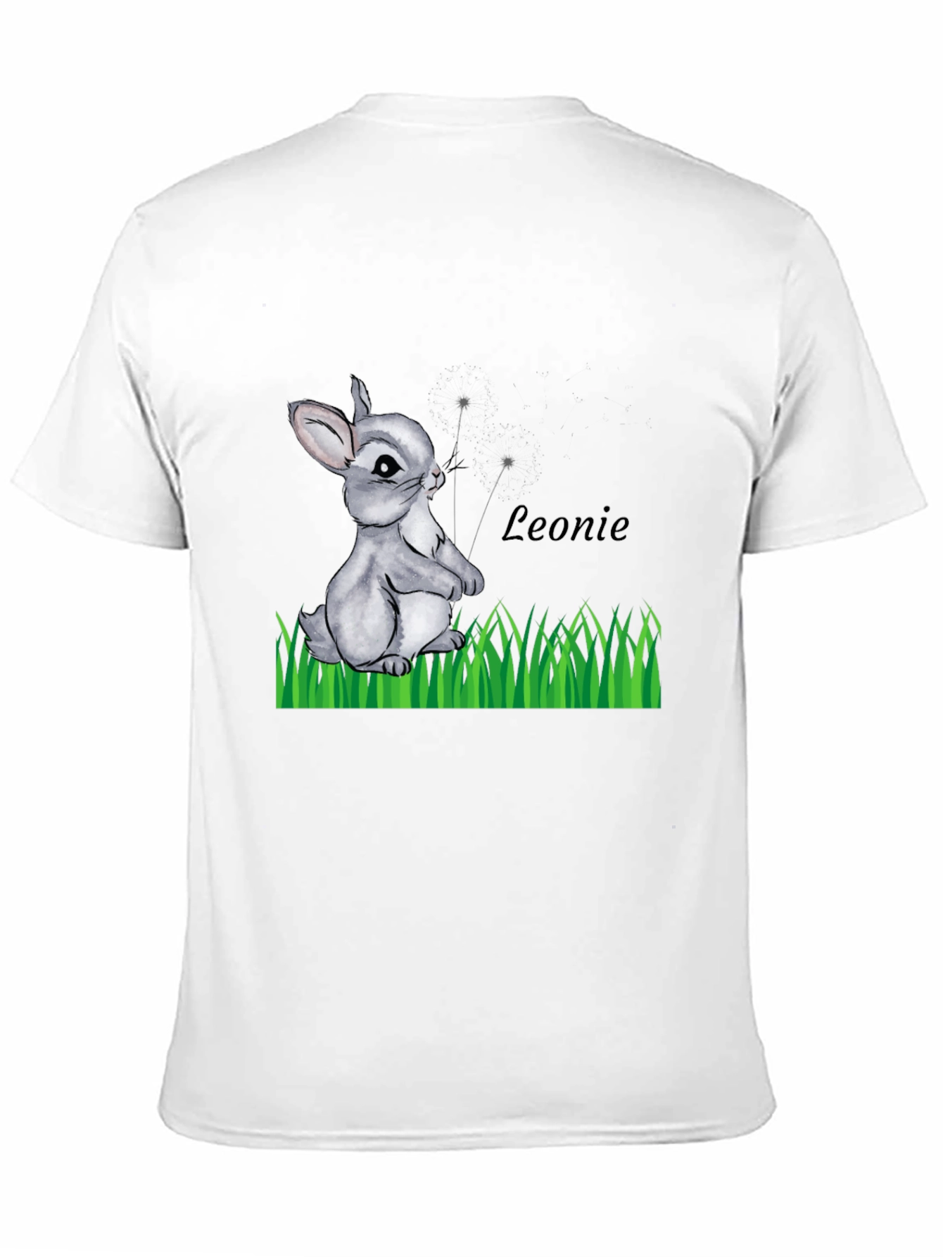 Cute Bunny Graphic Tee - Leonie Personalized Black T-Shirt
